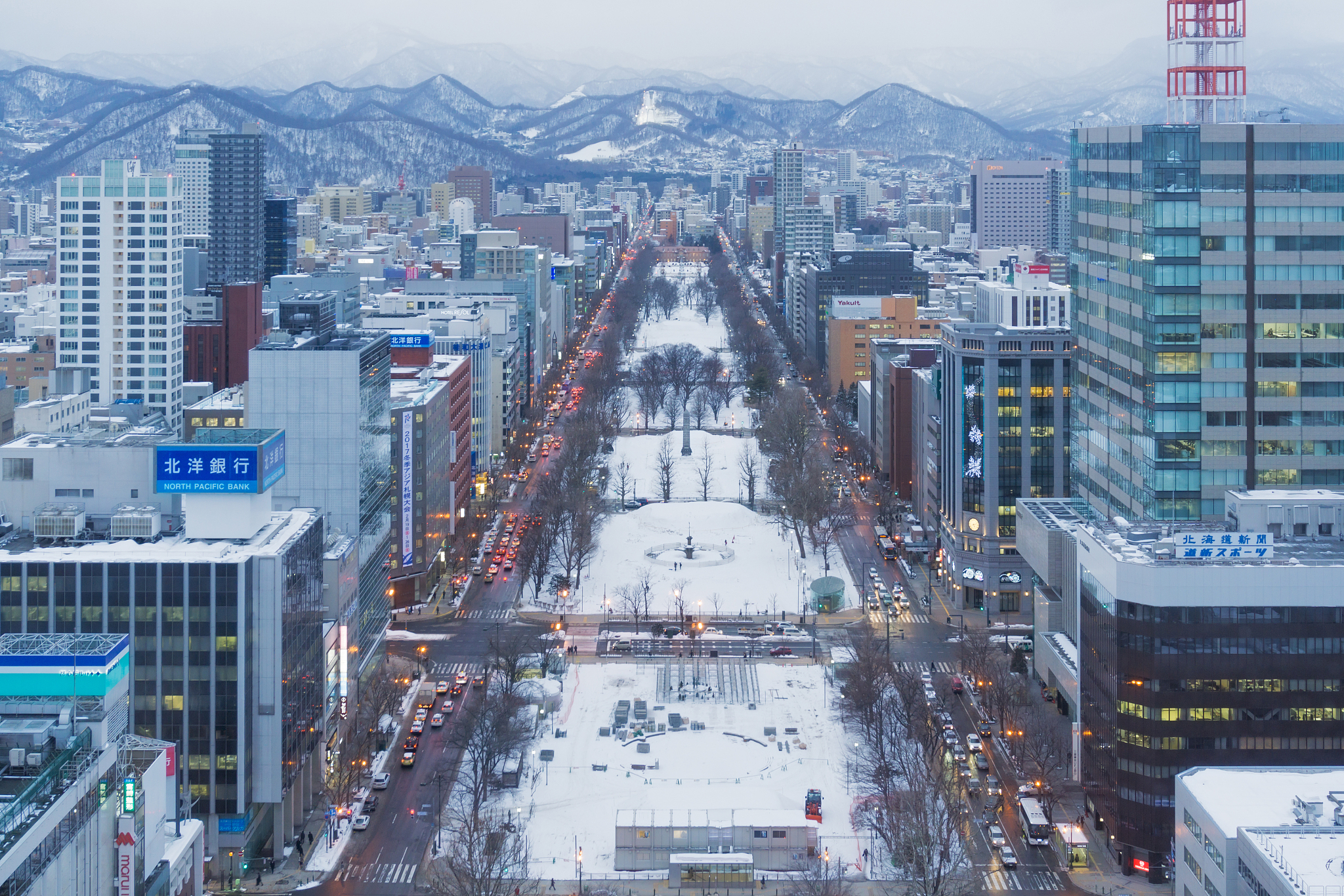 odori park in winter, sapporo, japan