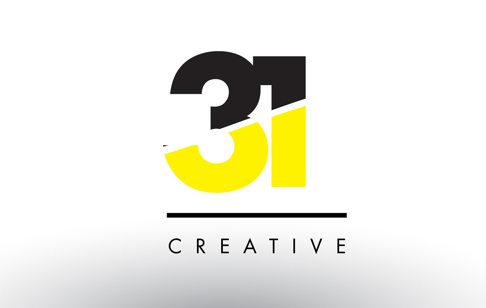 31 black and yellow number logo design