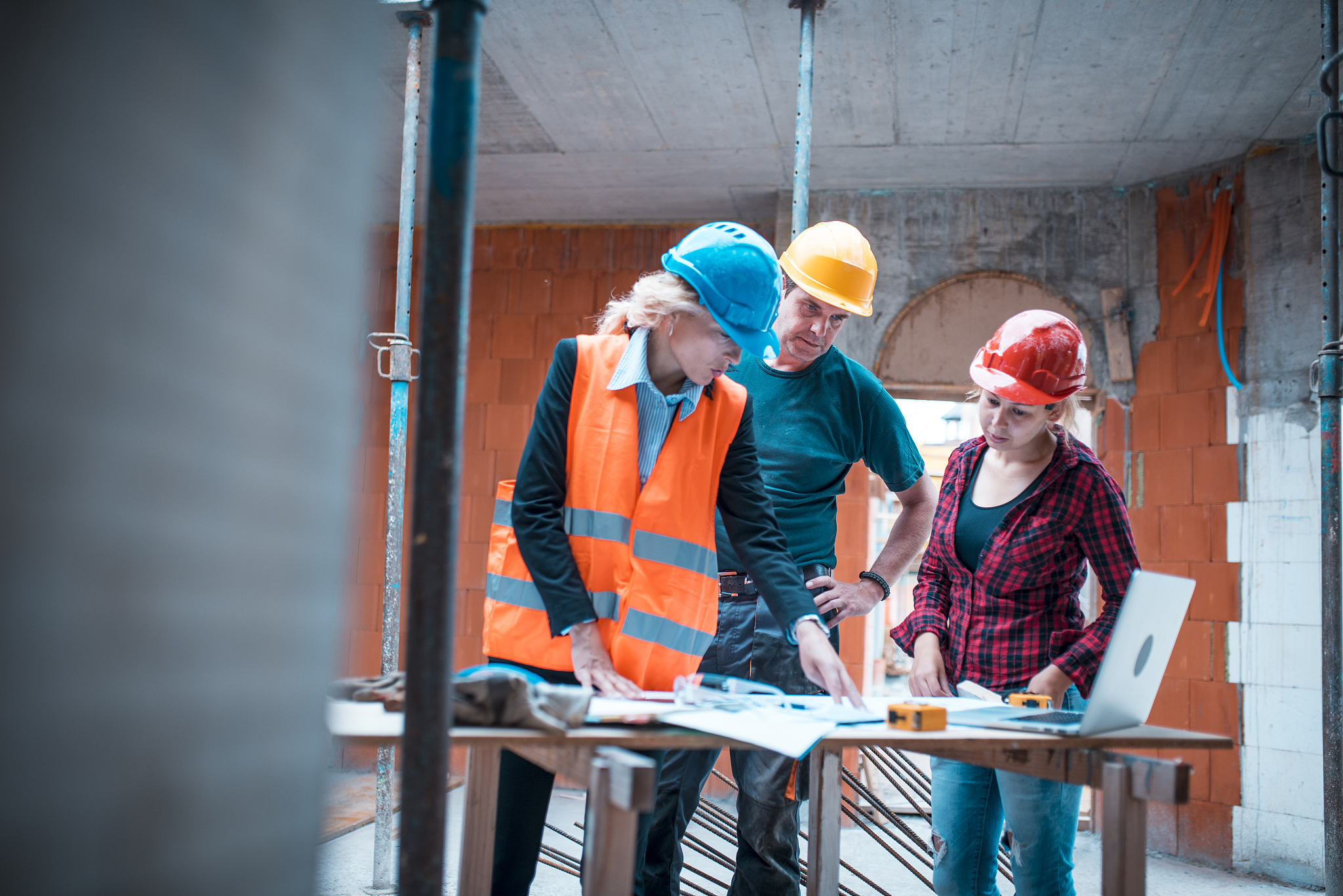 working on construction site