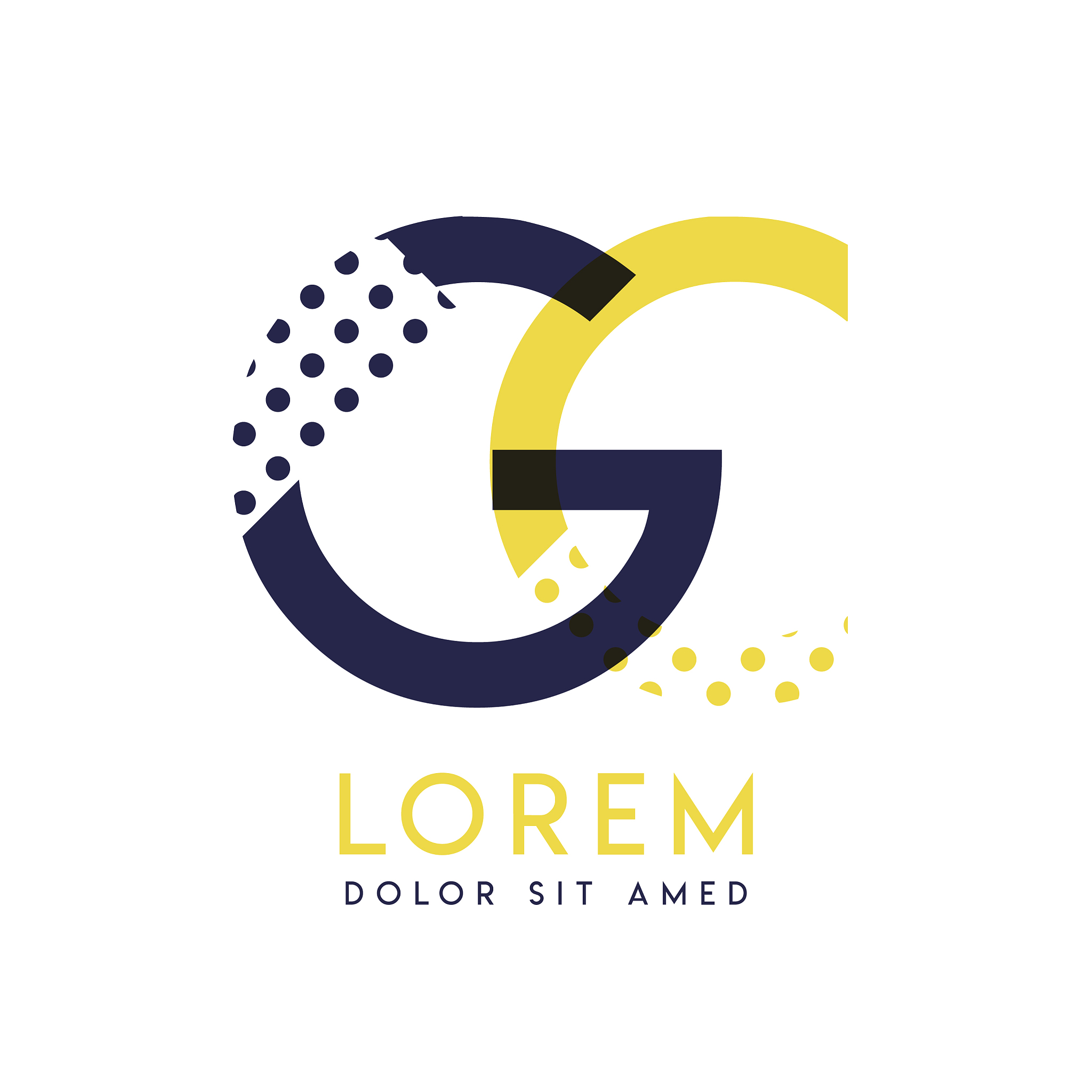 gc simple logo design with yellow and purple