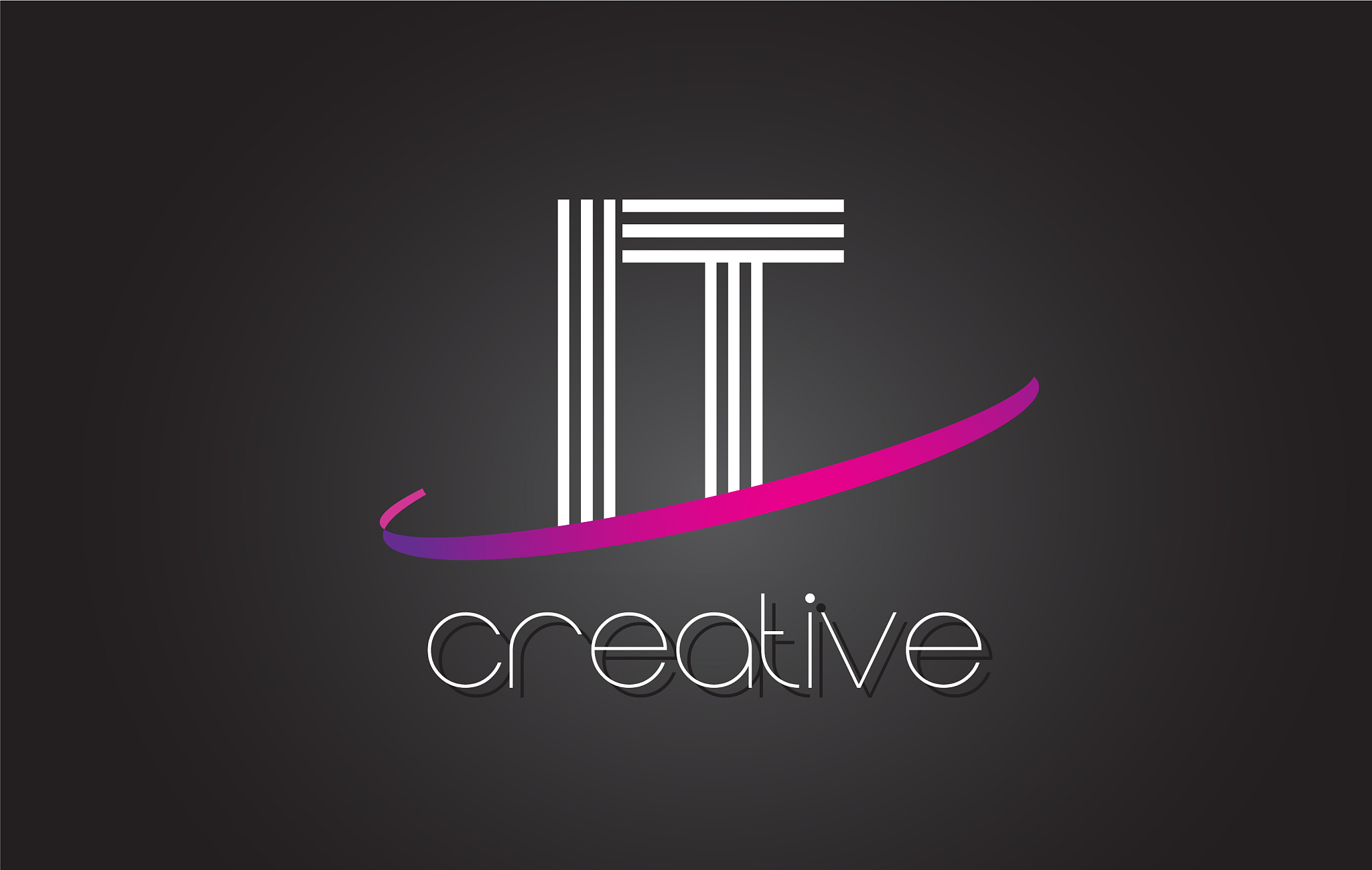 it i t letter logo with lines design and purple