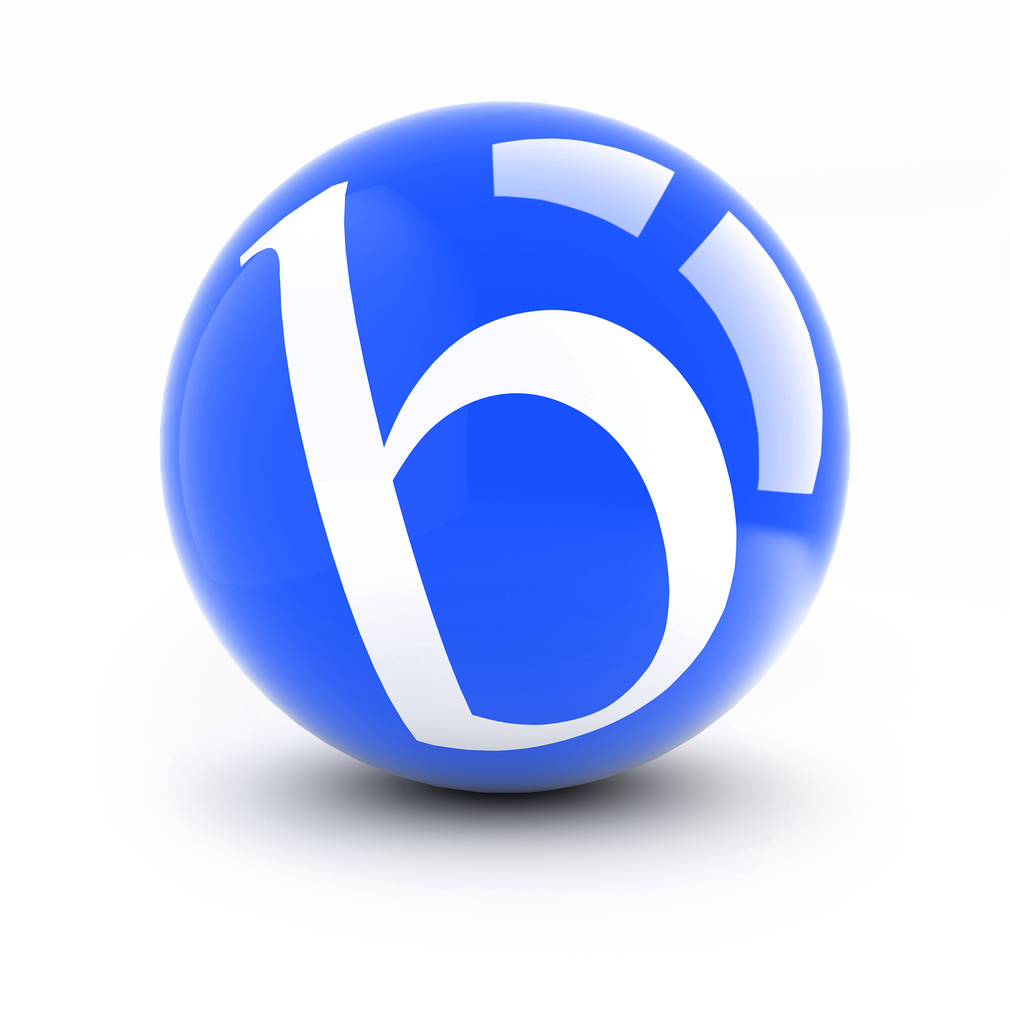 letter b on a bright blue balls isolated on white.