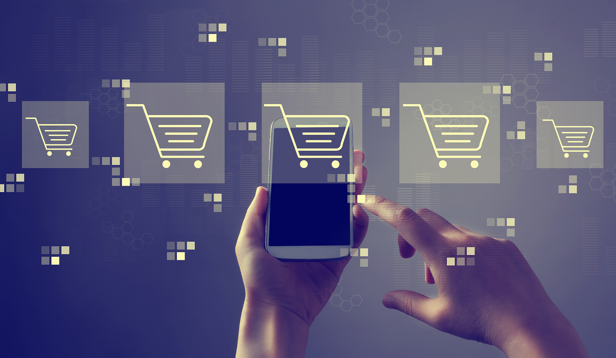 online shopping theme with smartphone