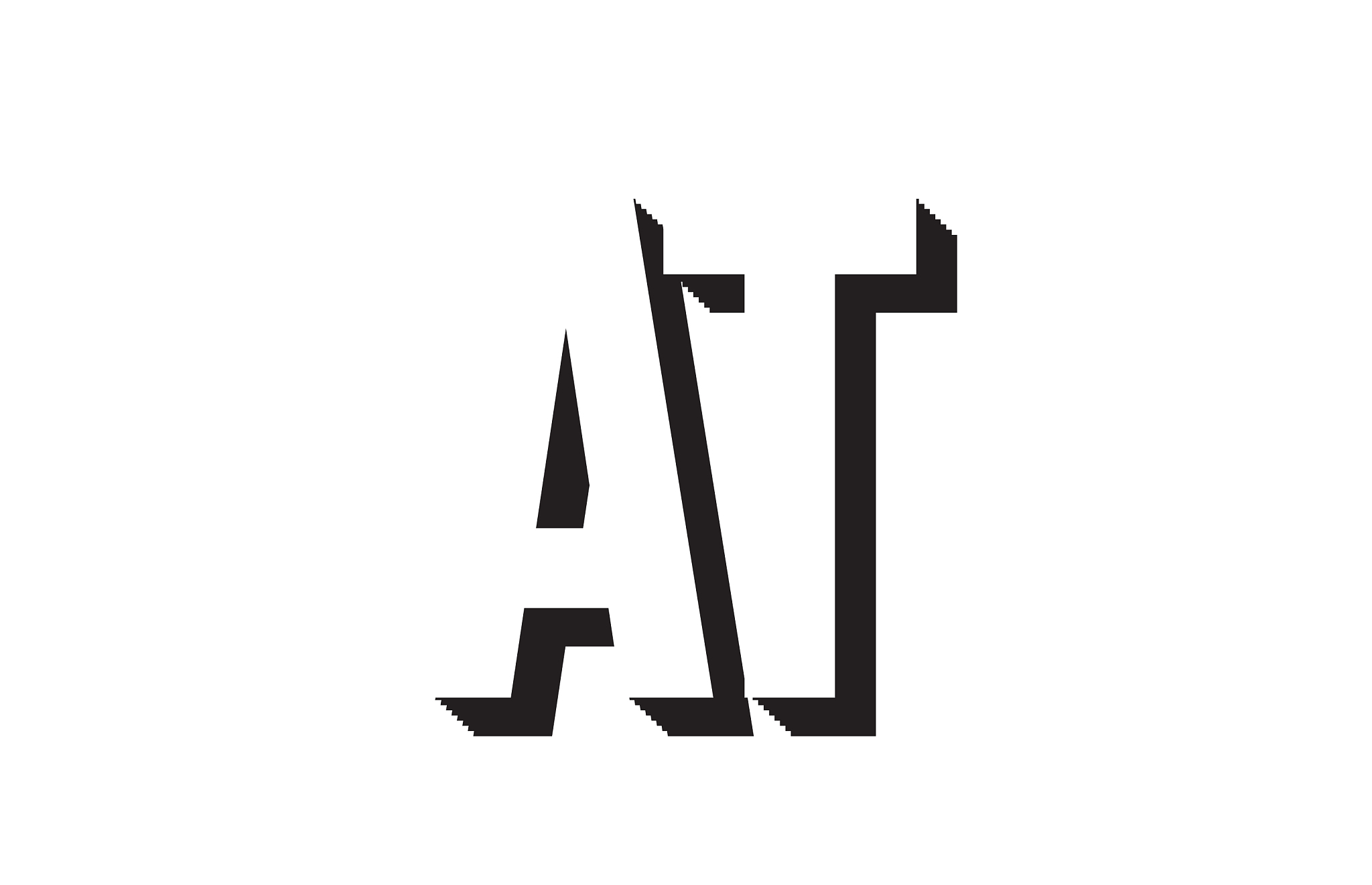 black and white at a t alphabet letter logo