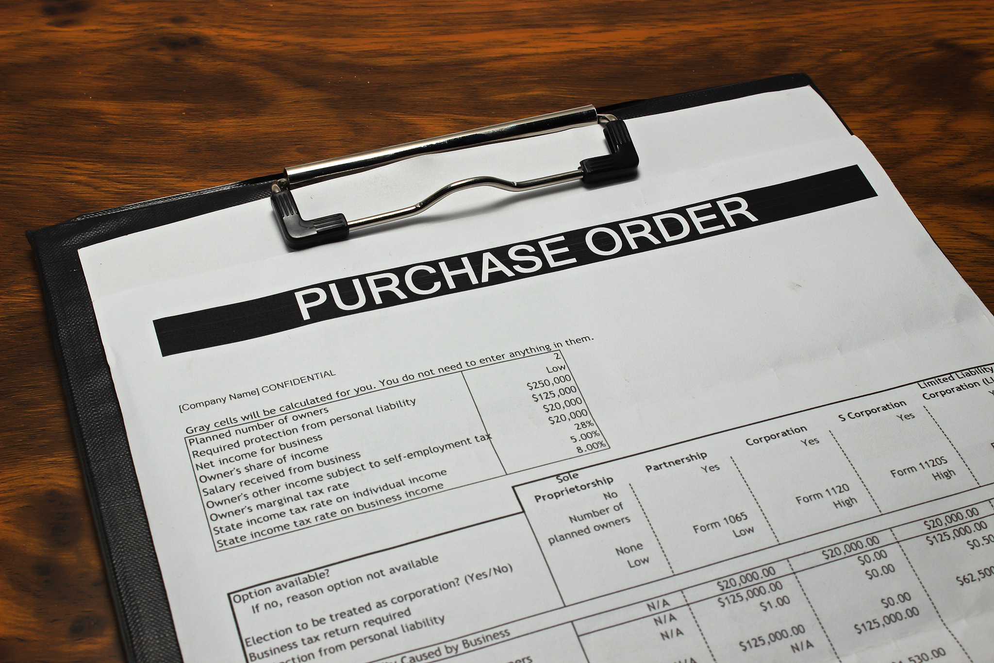 purchase order form