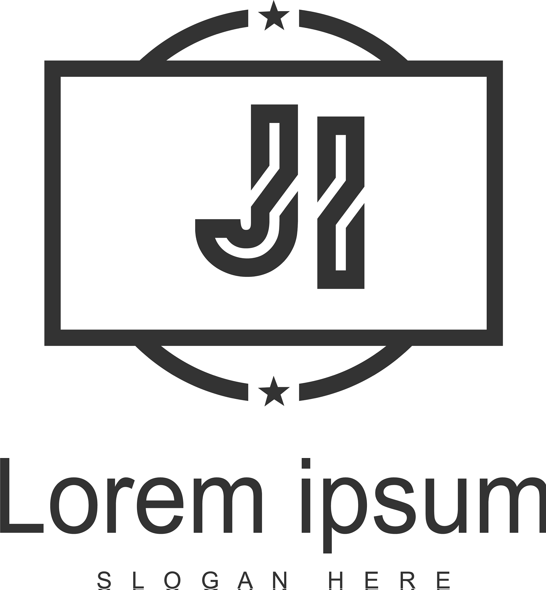 initial ji logo template with modern frame