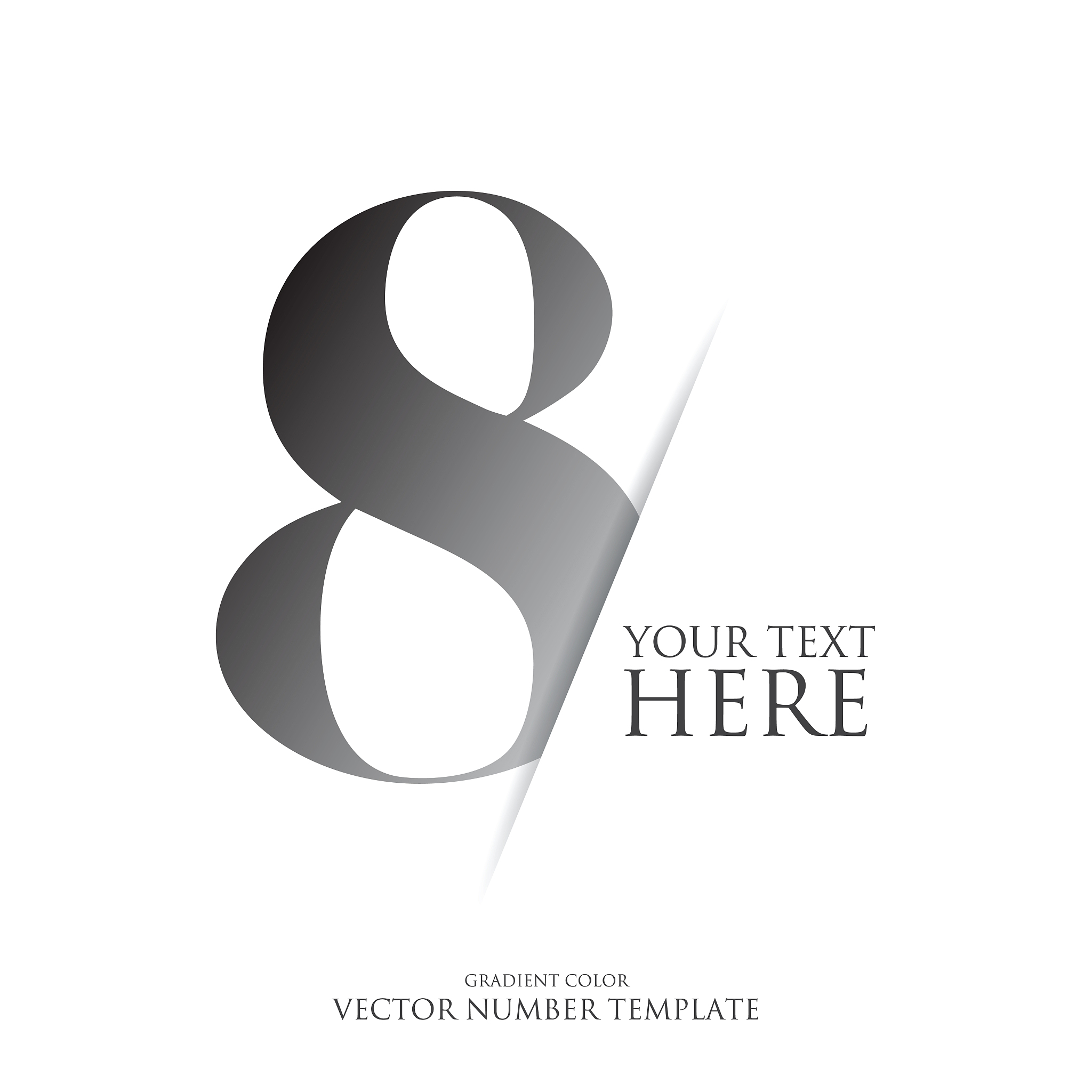 gray number vector stock illustration. gradient color. typograph