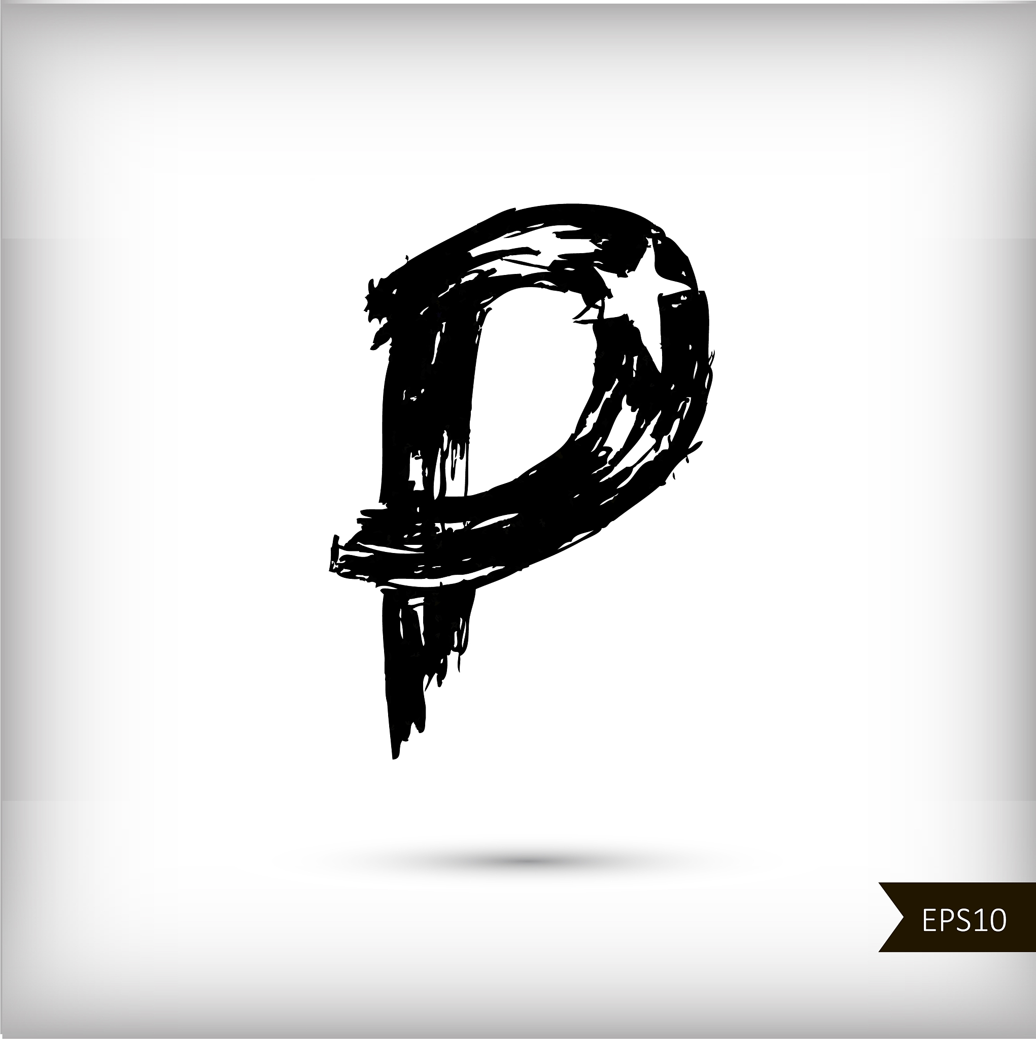 calligraphic watercolor letter p