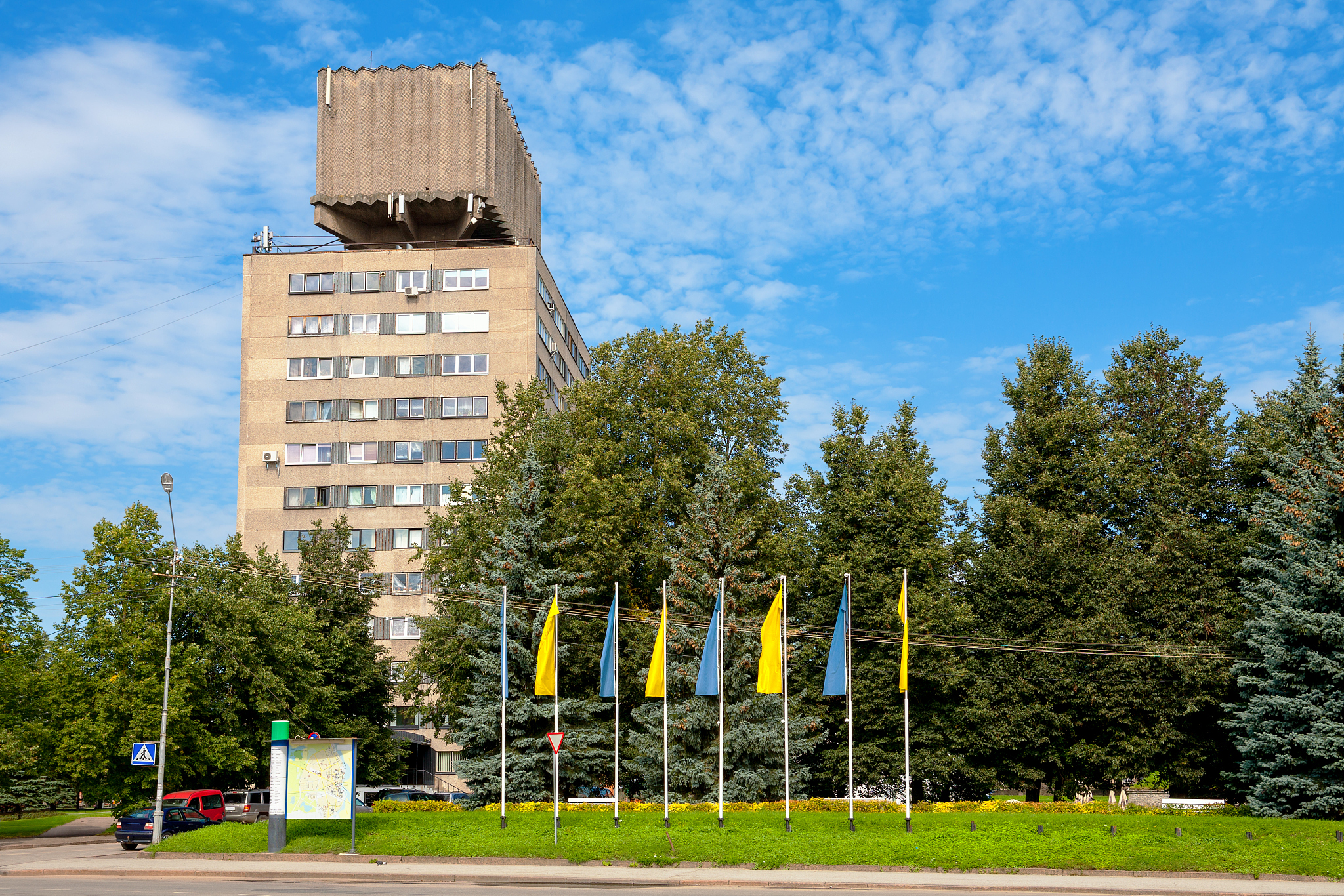 house with water tower. narva, estonia