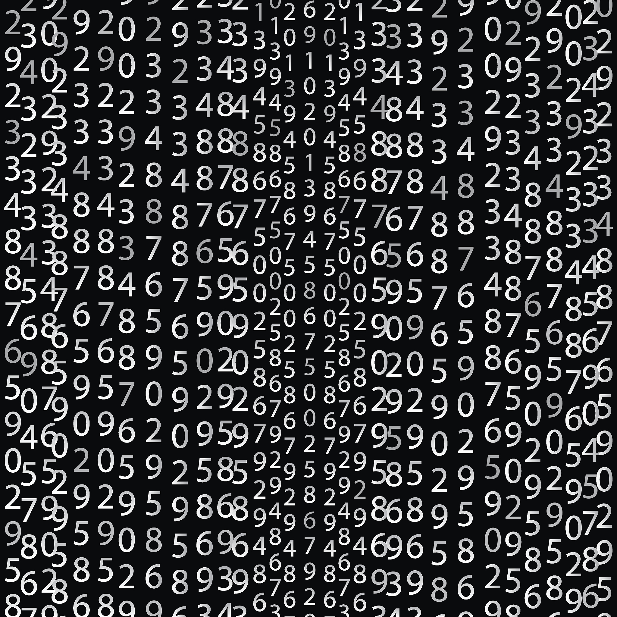 matrix concept black and white background with digits on screen.