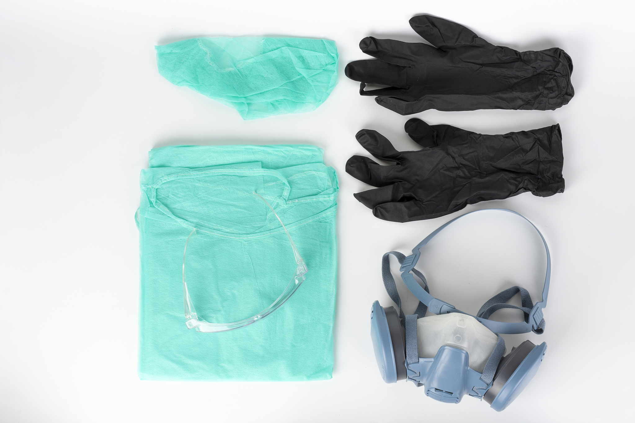 twin filter half face respirator mask, plastic protective eyegla
