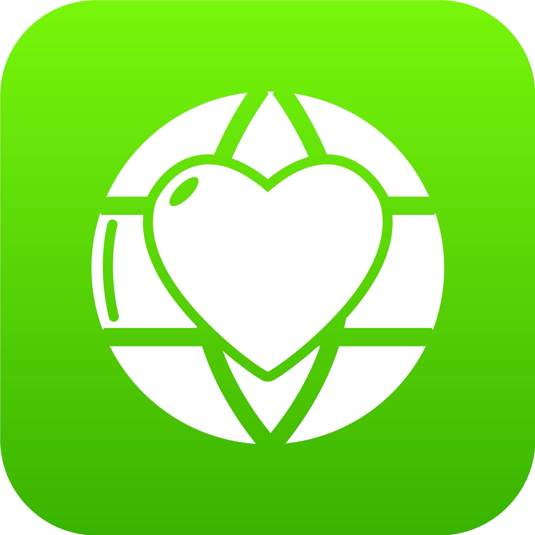 planet heart icon green