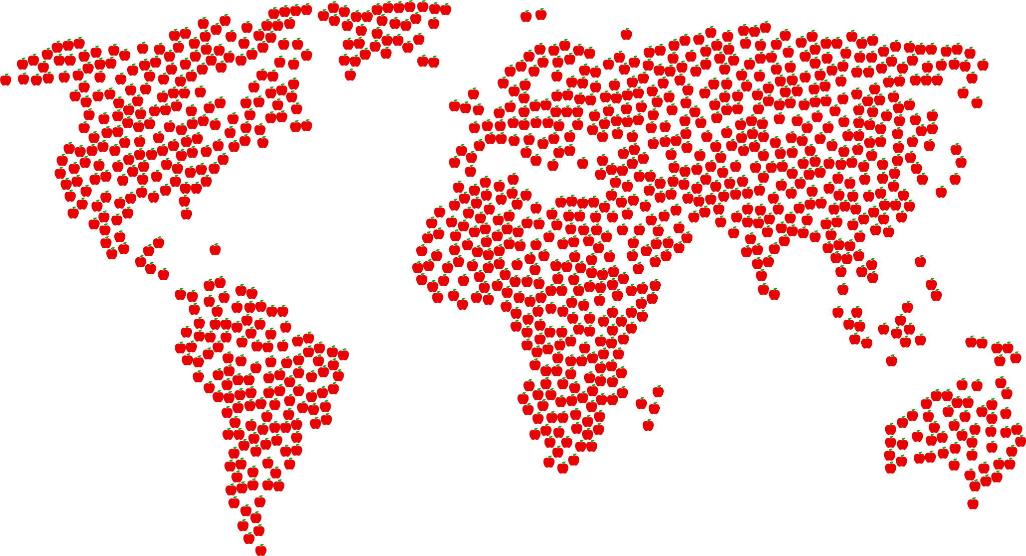 worldwide map pattern of apple icons