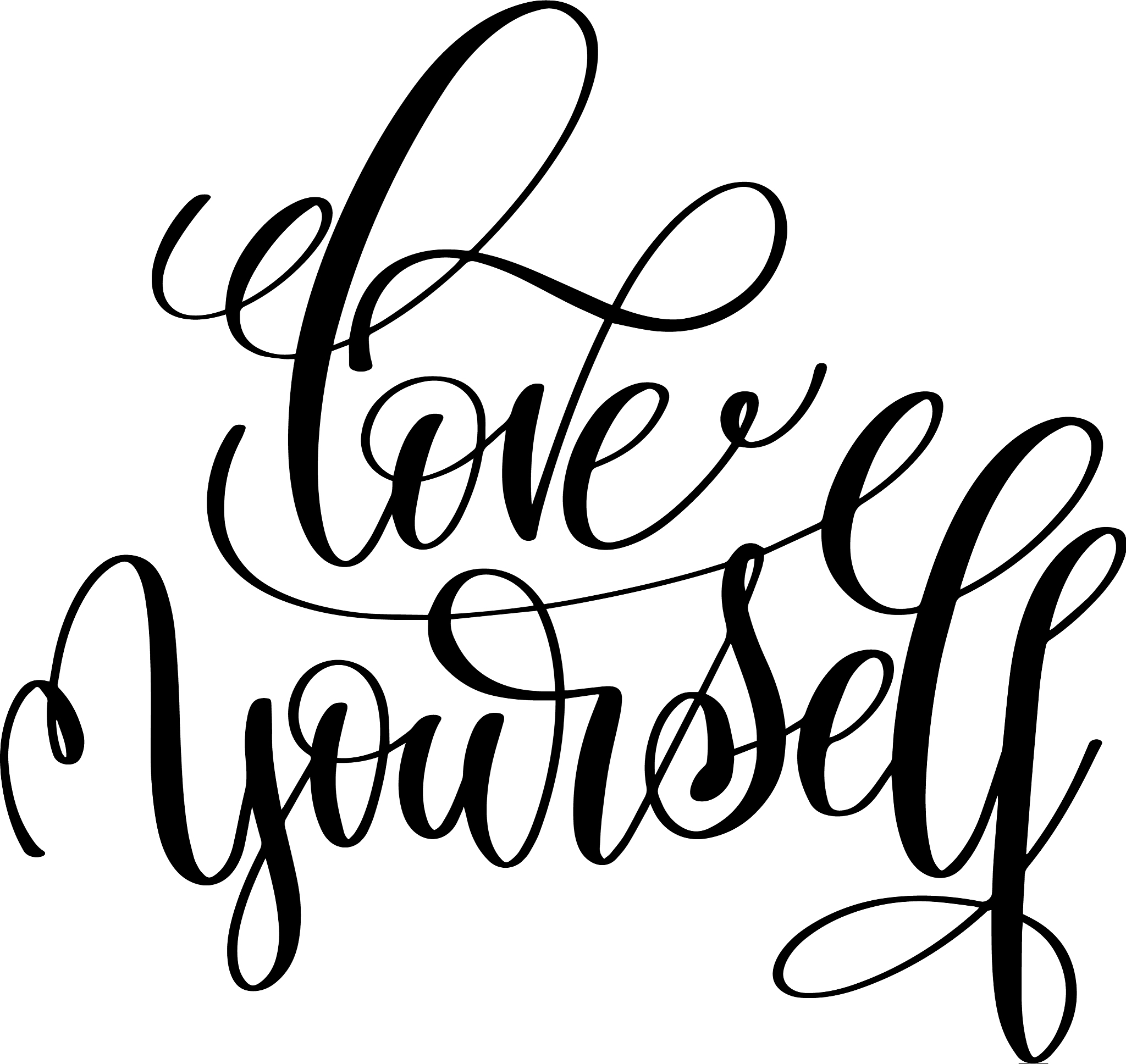 love yourself black and white hand written
