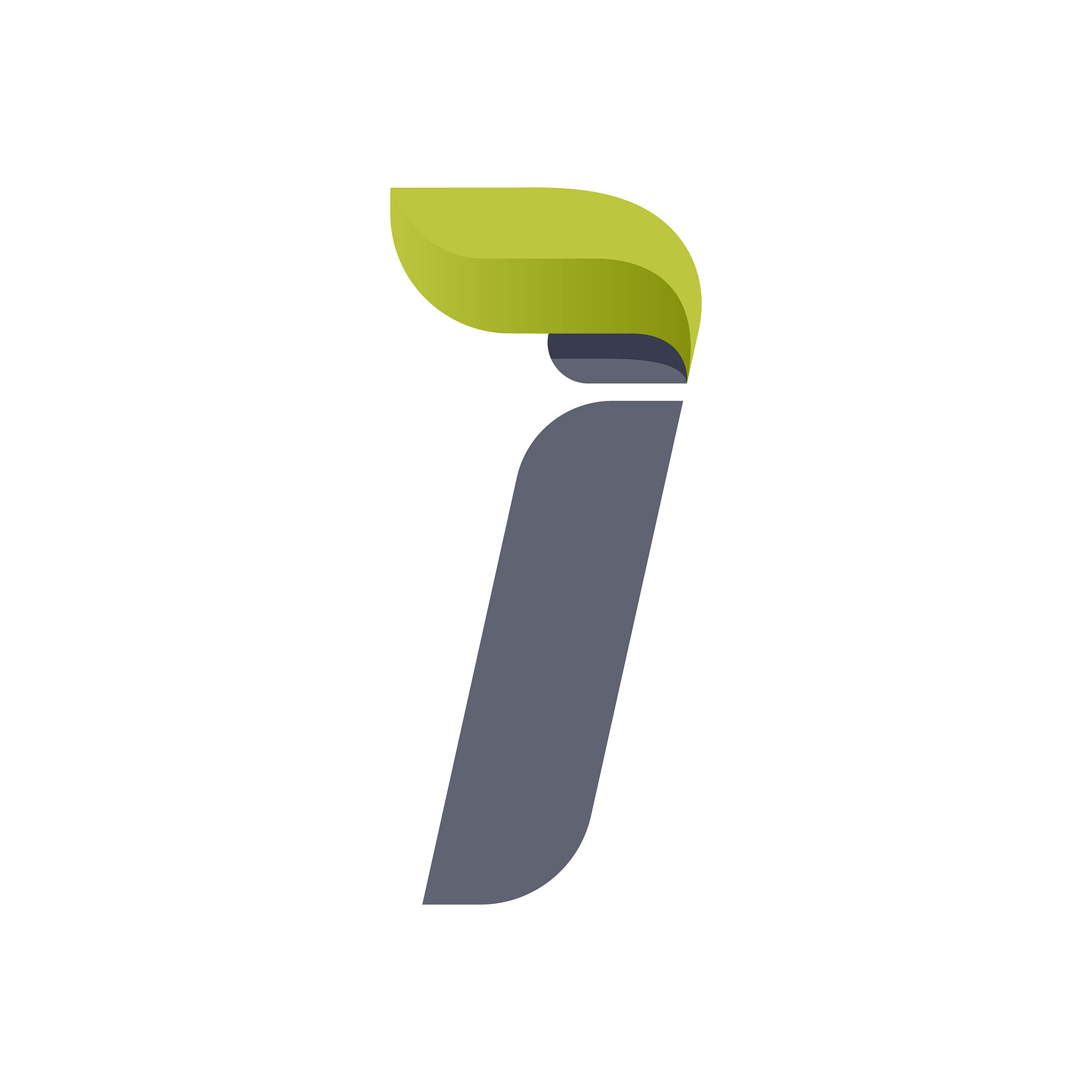 letter i eco logo with green leaf.
