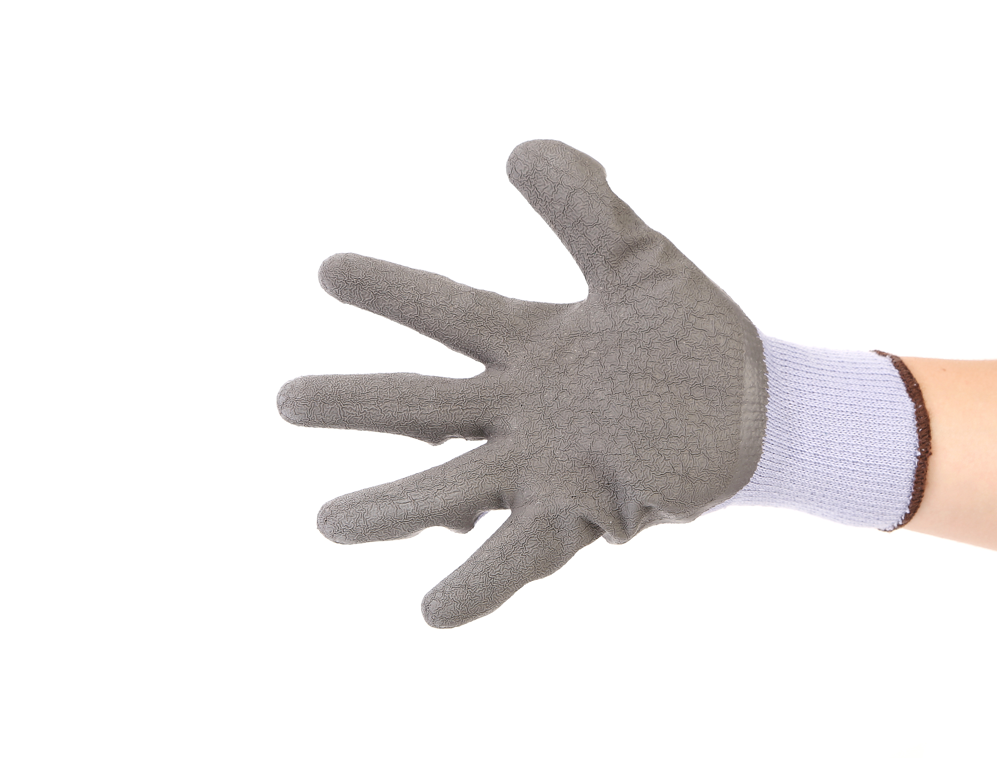 hand in glove showing five.