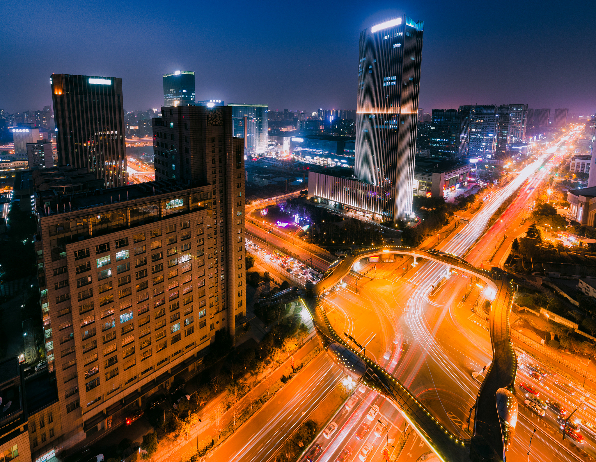 浙江杭州西湖城市风光夜景