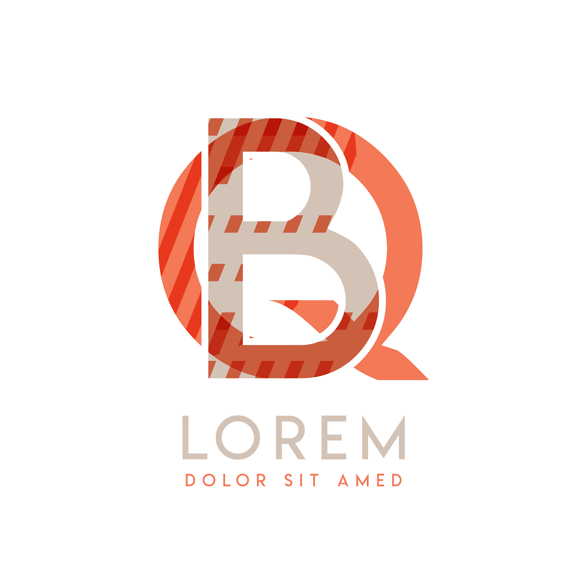 colorful logo design with pink orange and gray