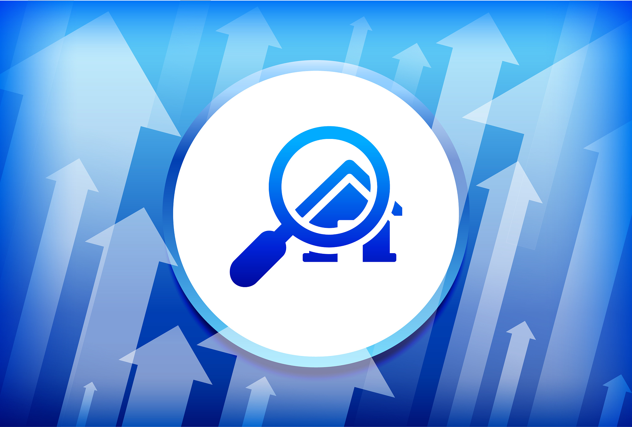 searching for a house blue up arrows background