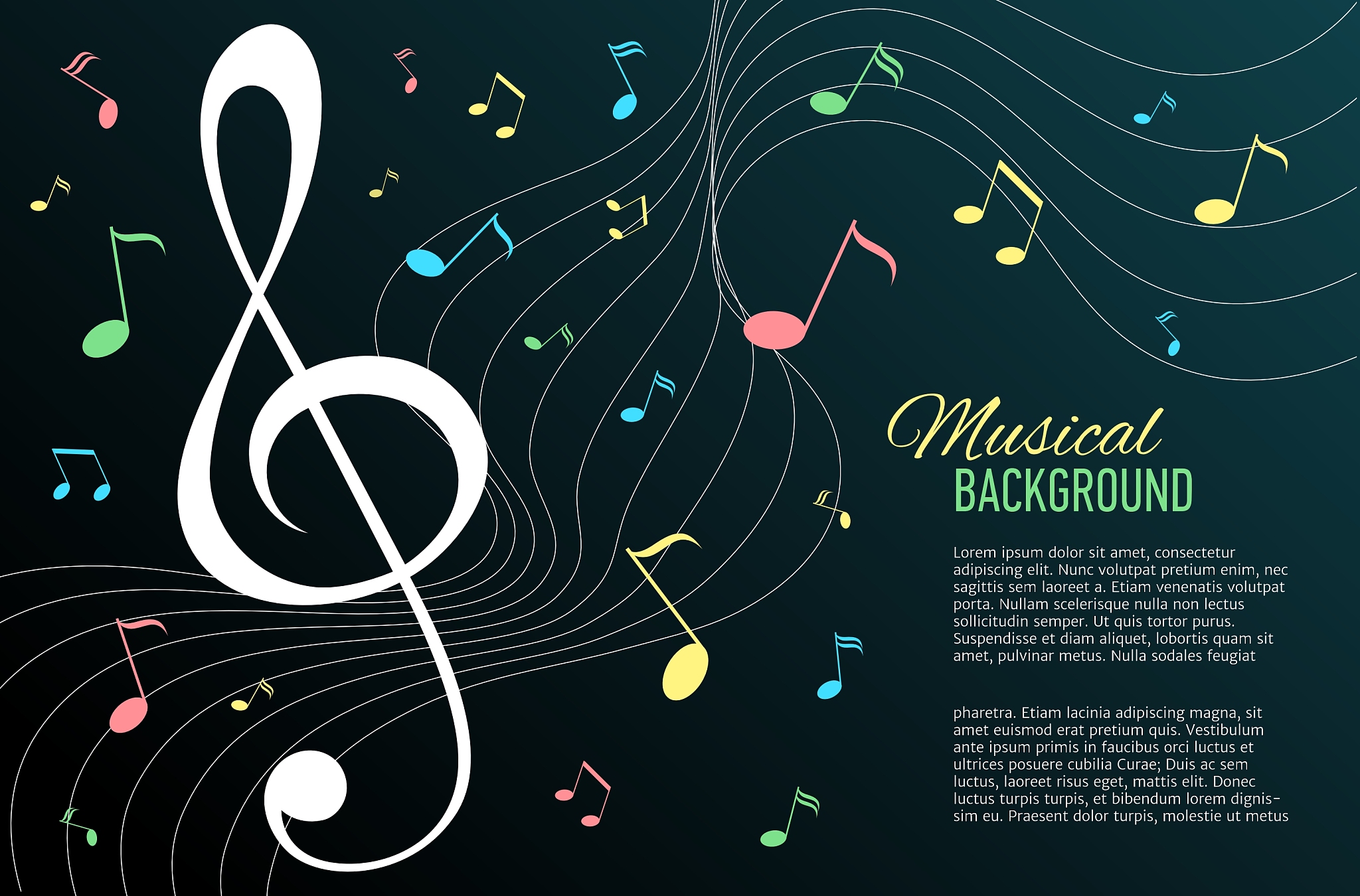 background with music notes and key