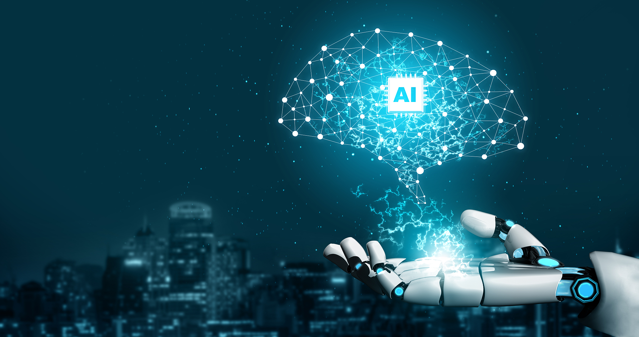 futuristic robot artificial intelligence concept.