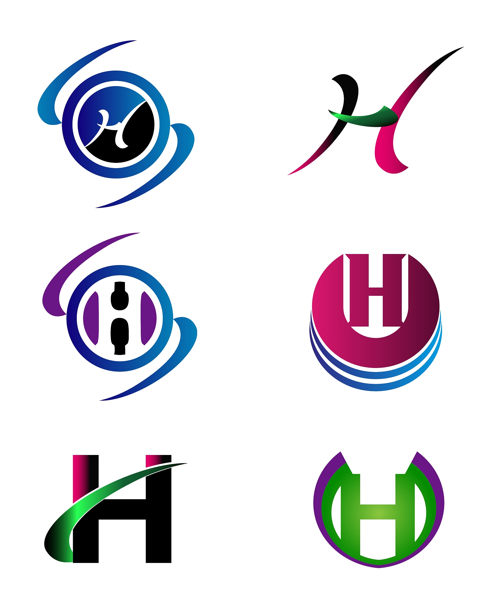 letter h company logo icon template set