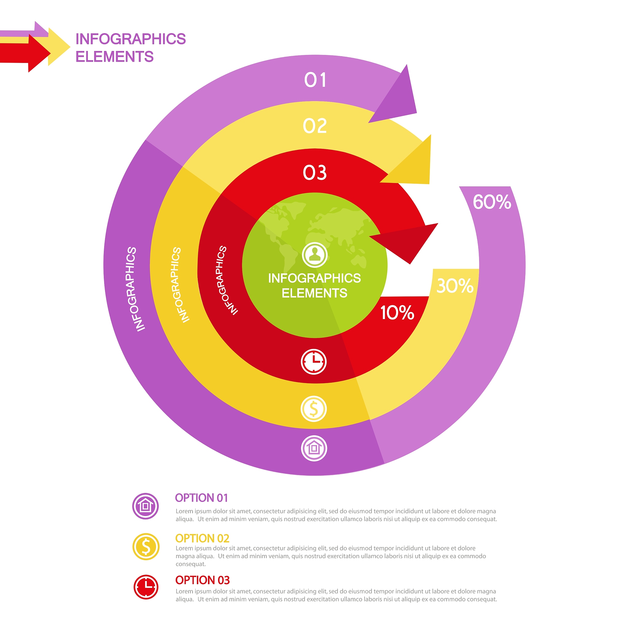 business infographics circle with arrows