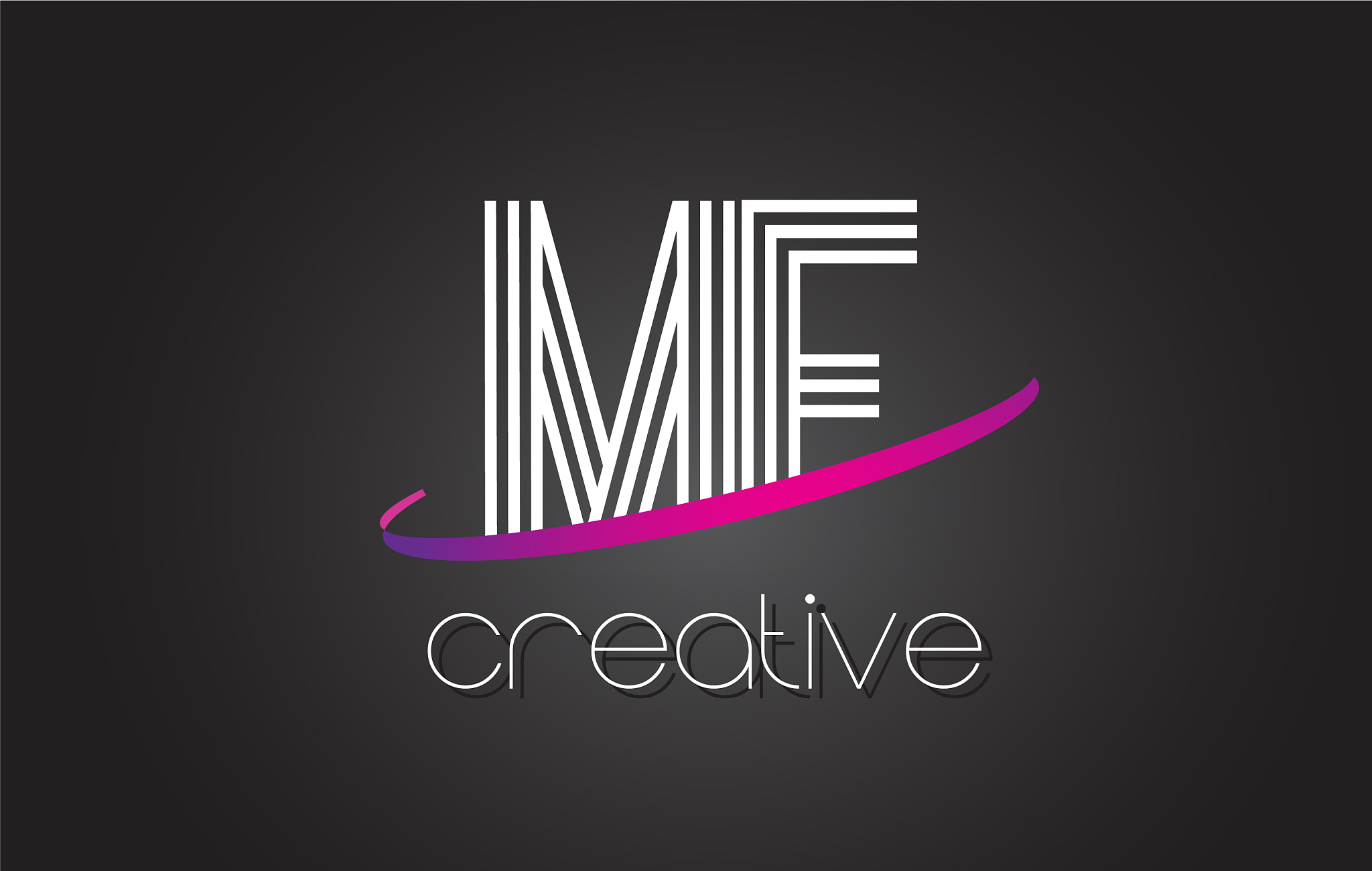 mf m f letter logo with lines design and purple