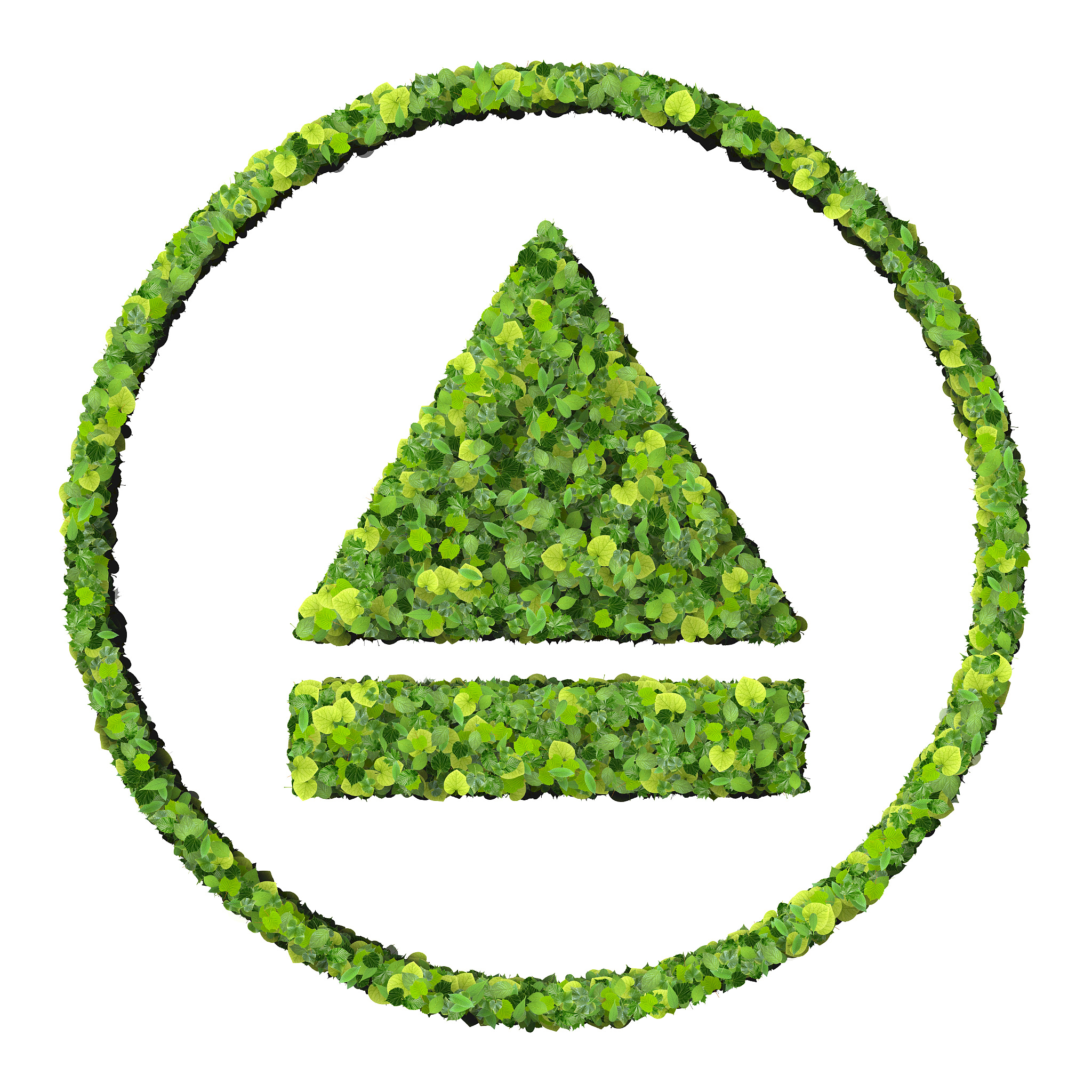 media control eject icon, made from green leaves
