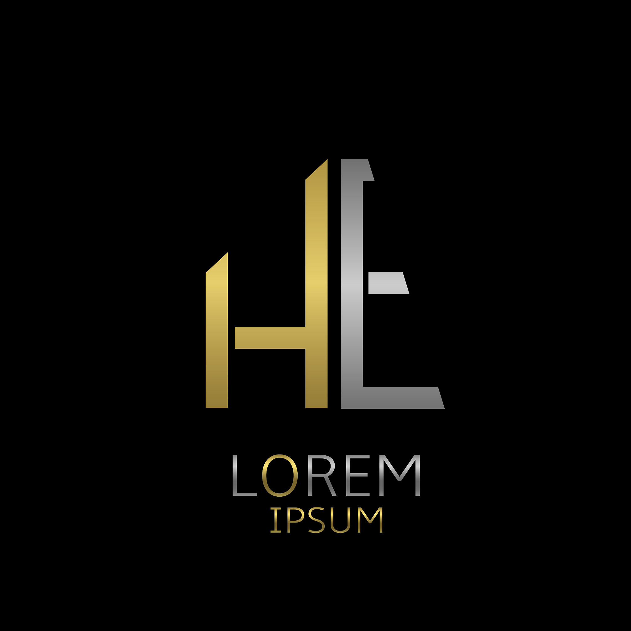 he letters logo