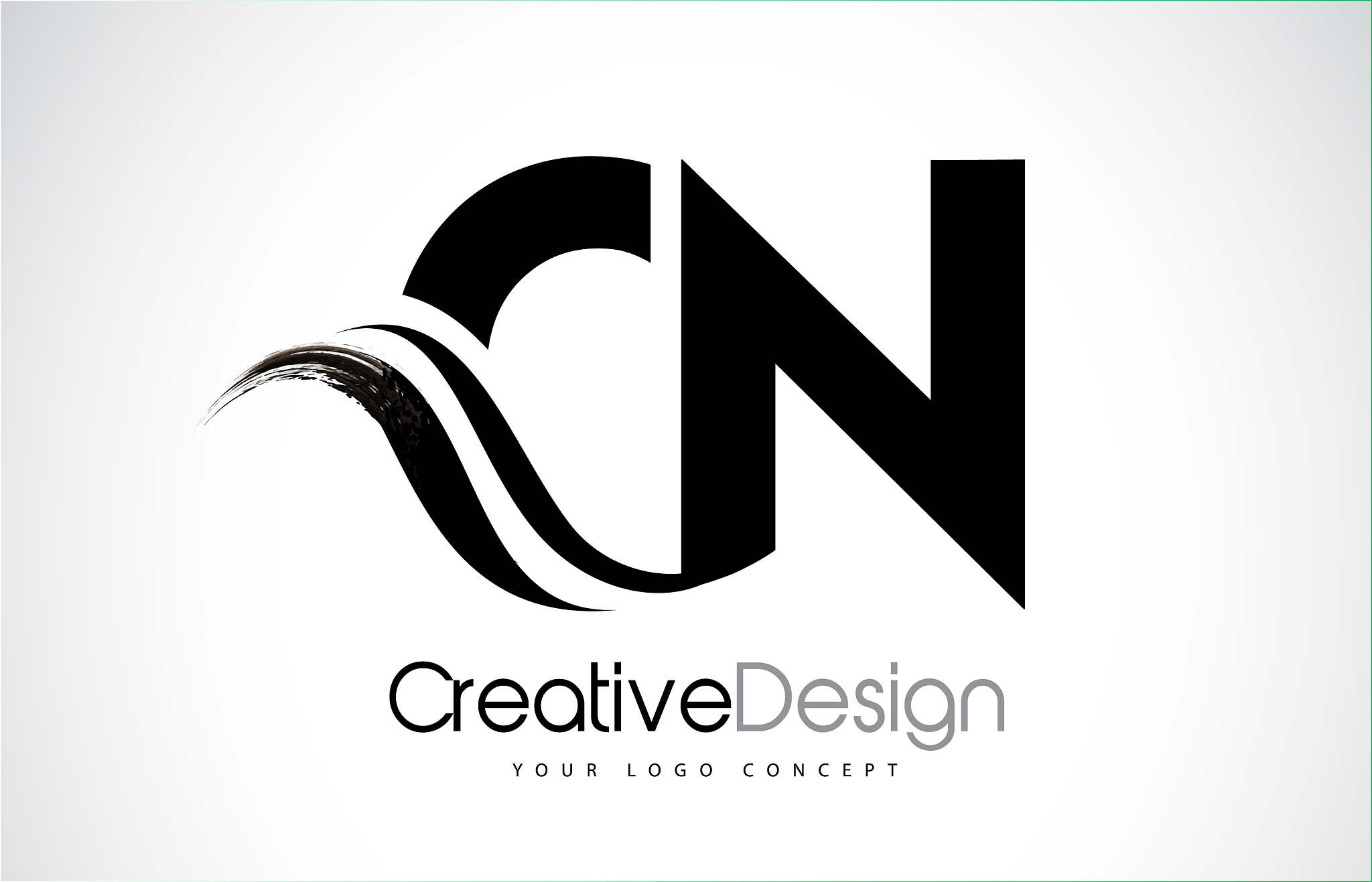 cn c n creative brush black letters design with