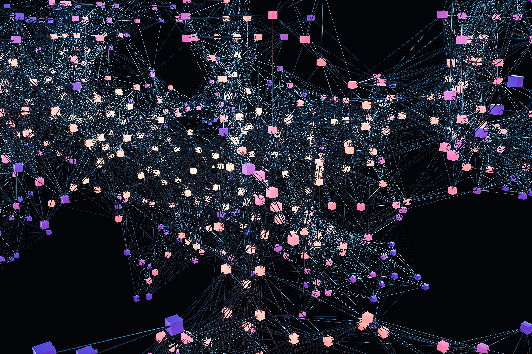 glowing nodes with variational lines, 3d rendering.