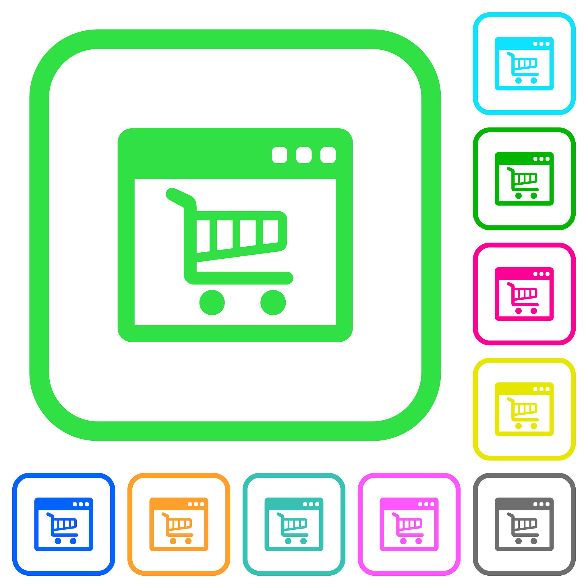webshop application vivid colored flat icons icons