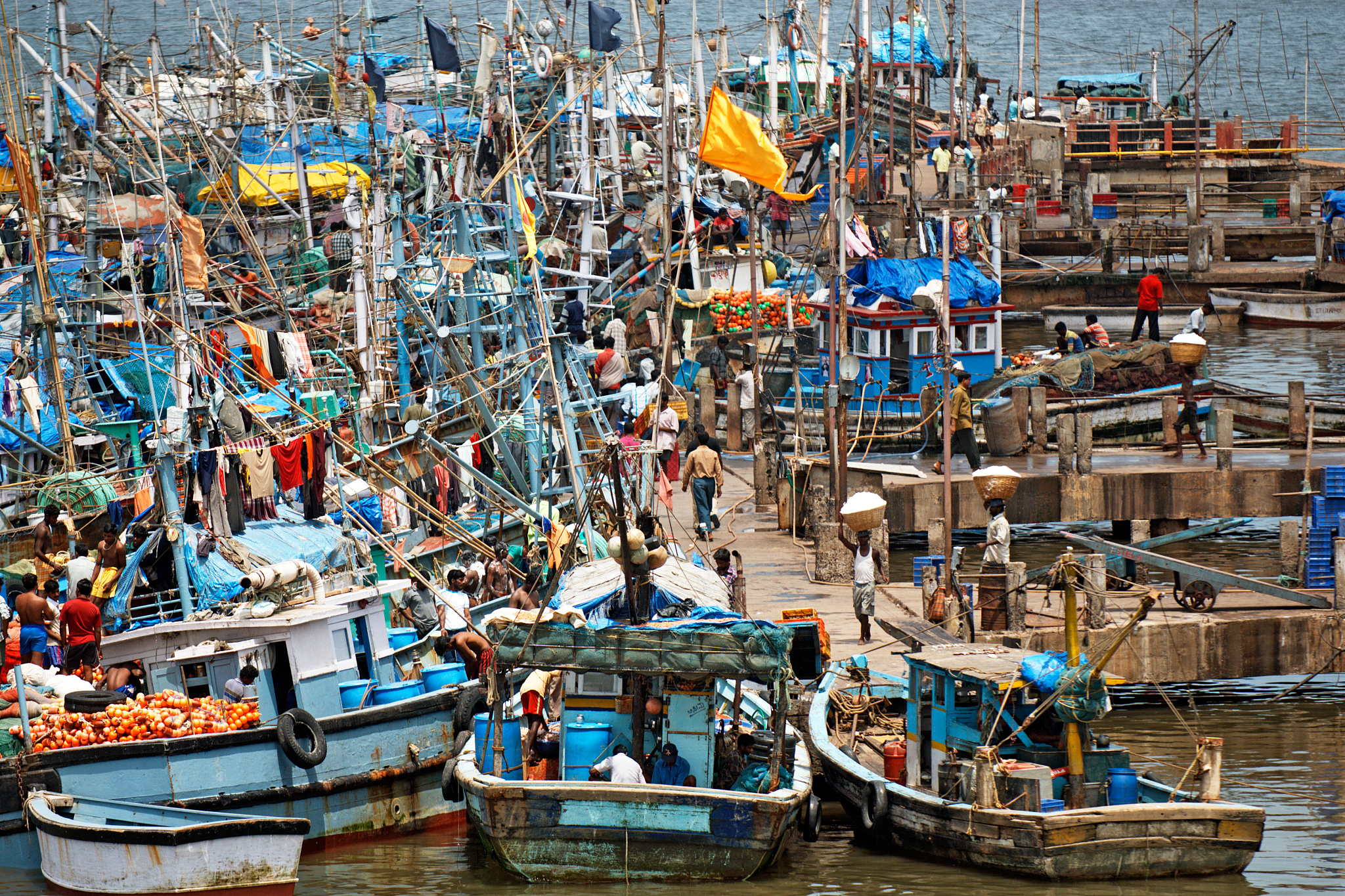 fishing boats at, panji, panjim, goa, india
