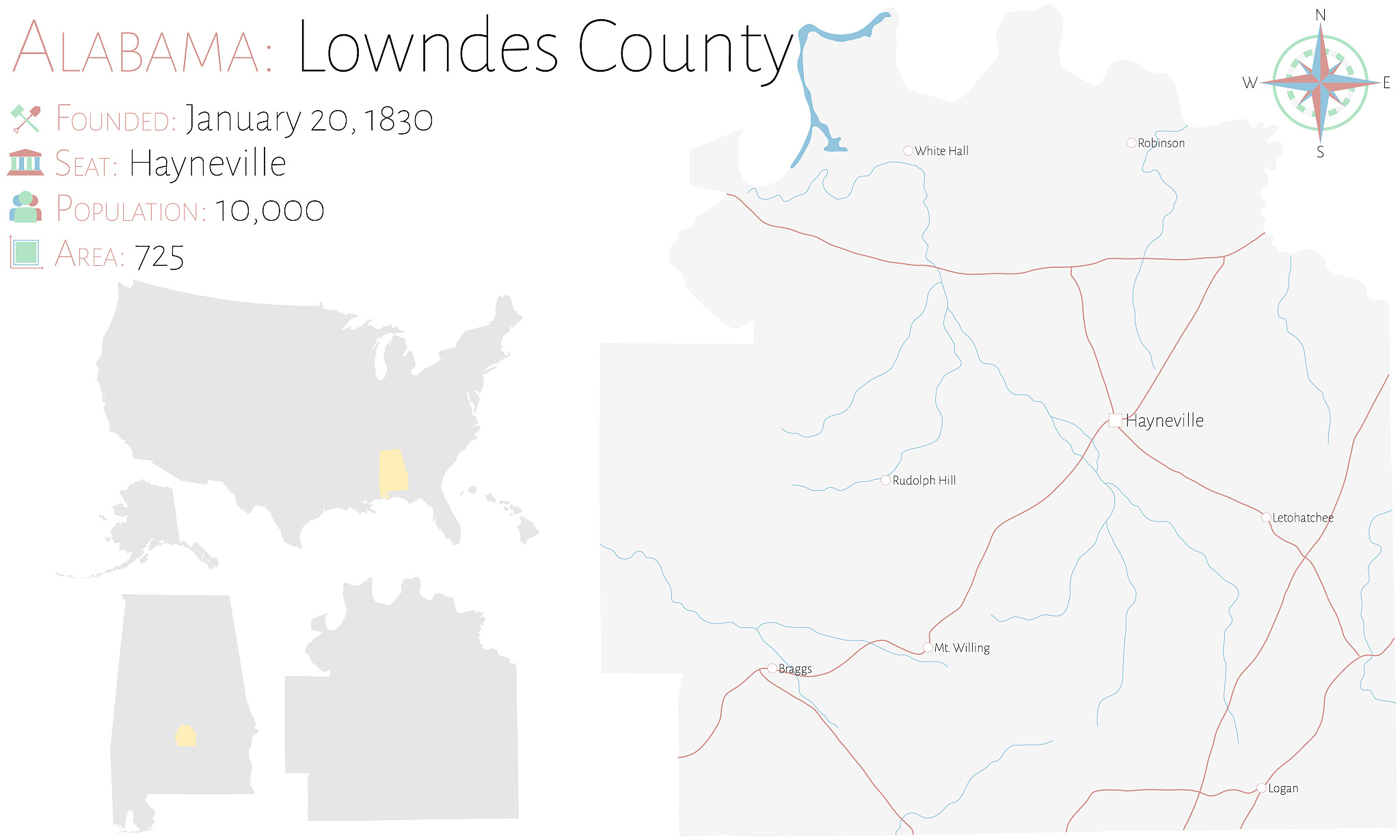 map of lowndes county in alabama