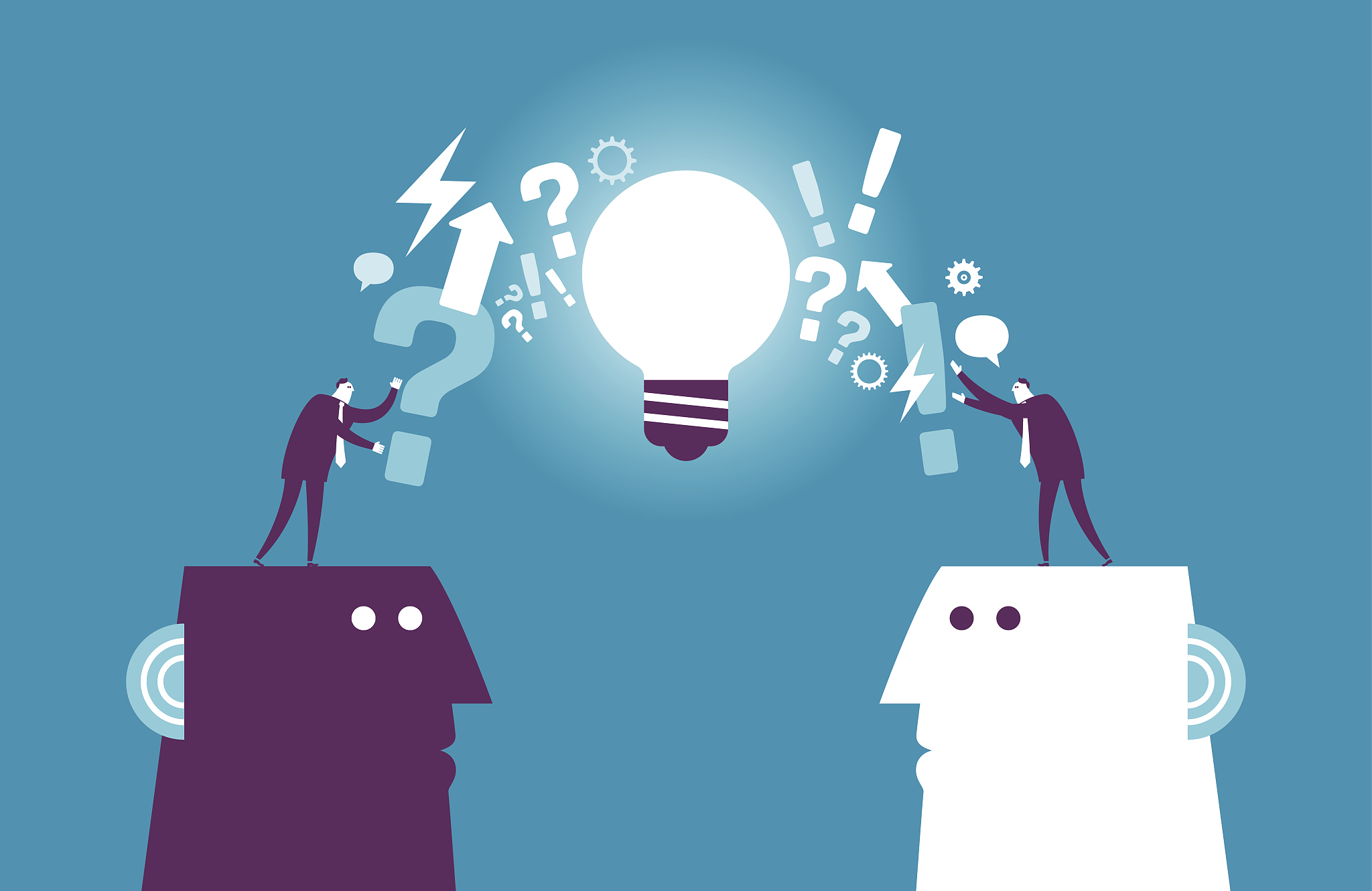 exchanging question and idea