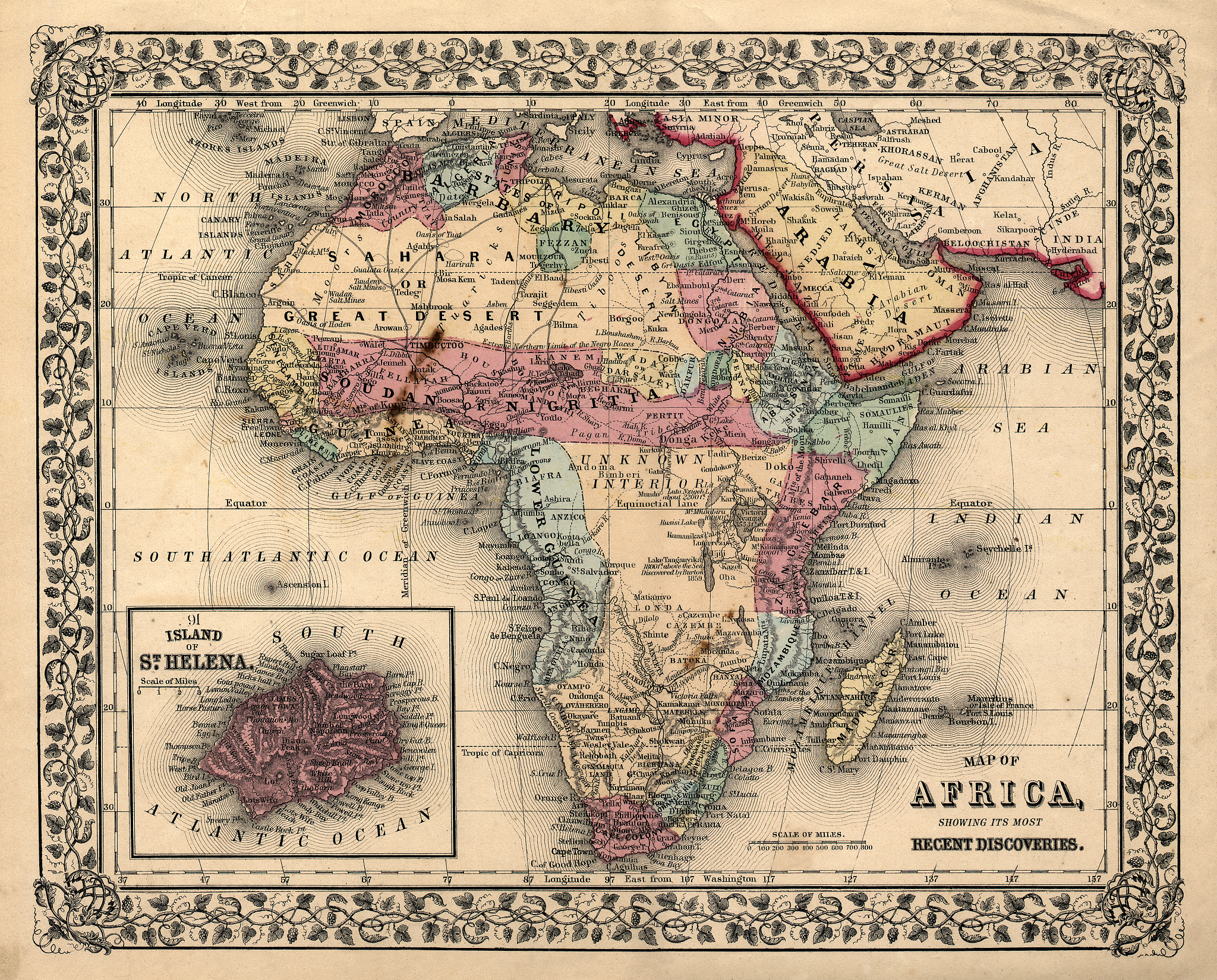 old 1800's map of africa