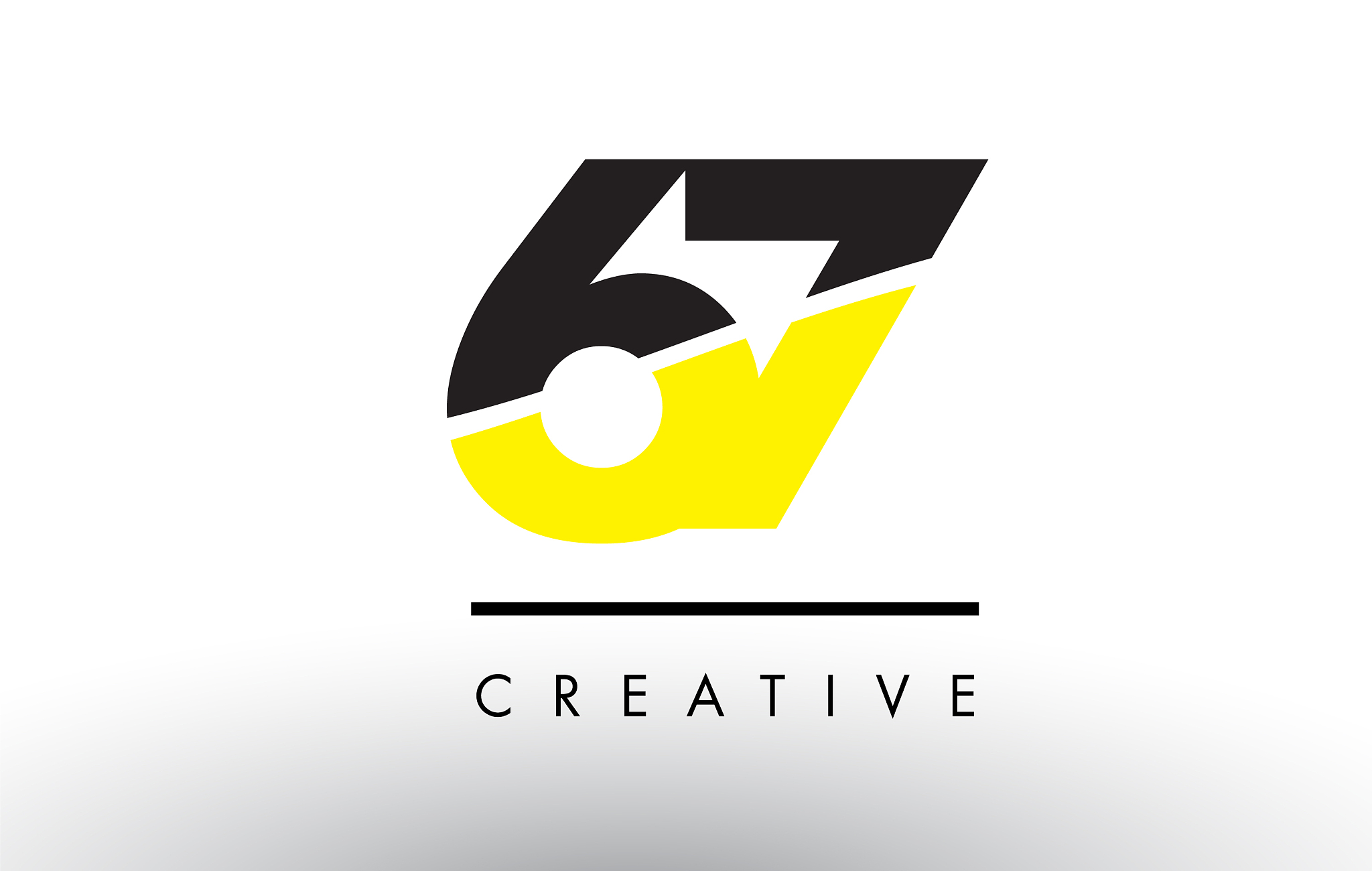 67 black and yellow number logo design