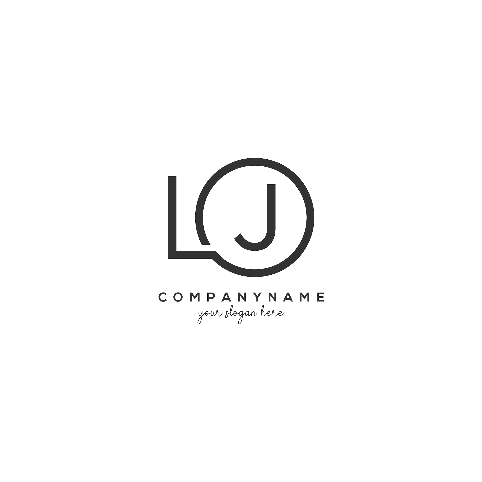 initial lj letter logo with circle template