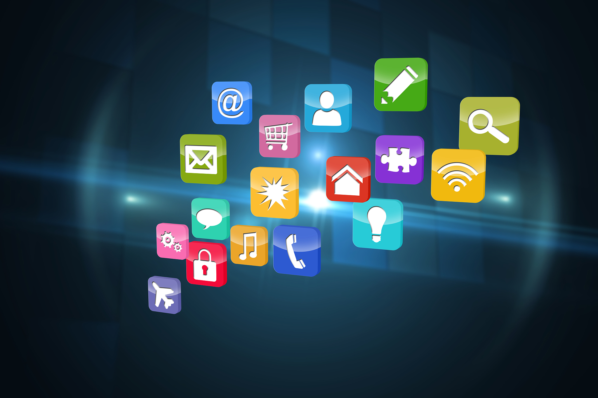 composite image of colourful computer applications