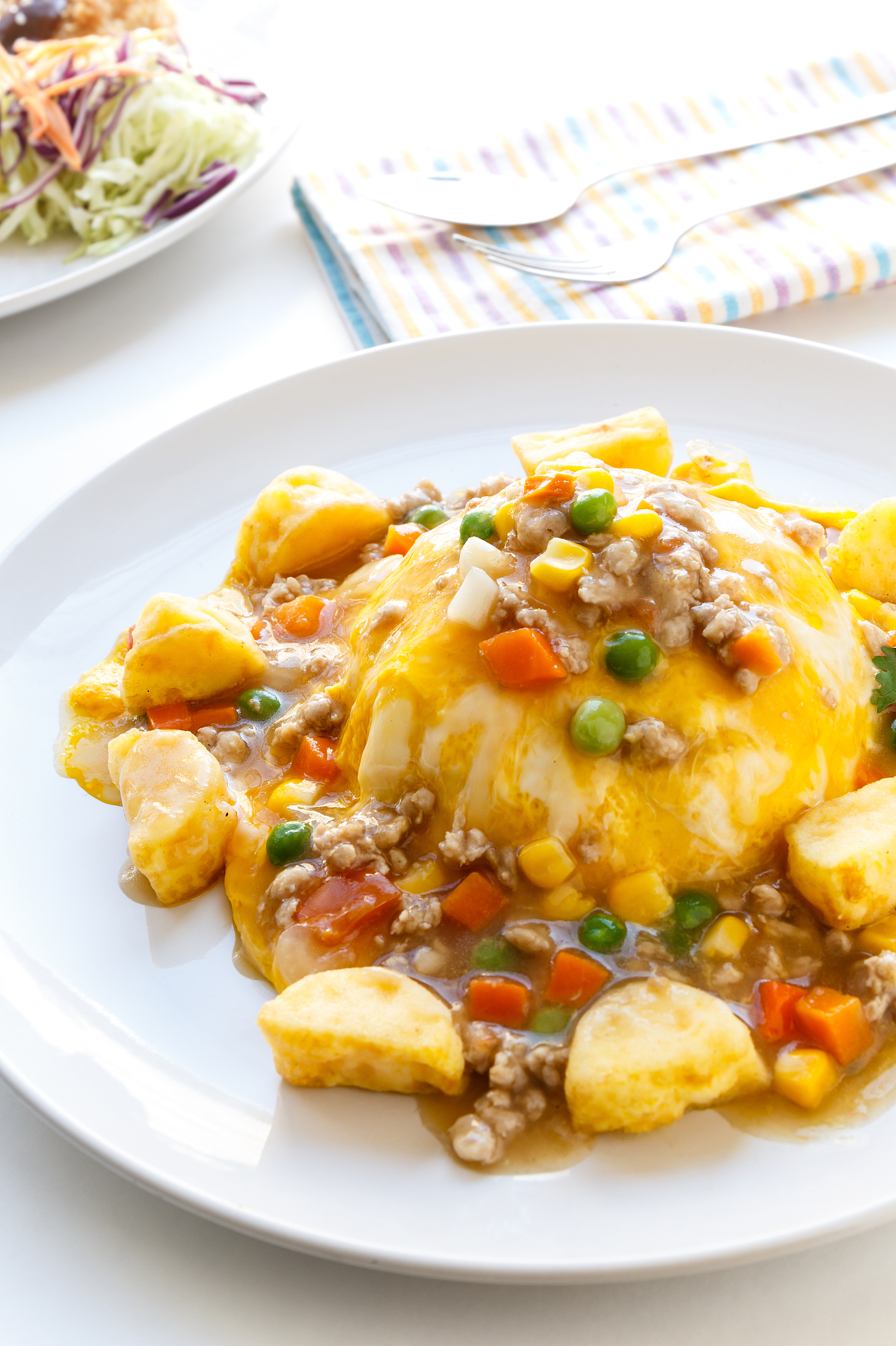 breakfast japanese creamy omelet.