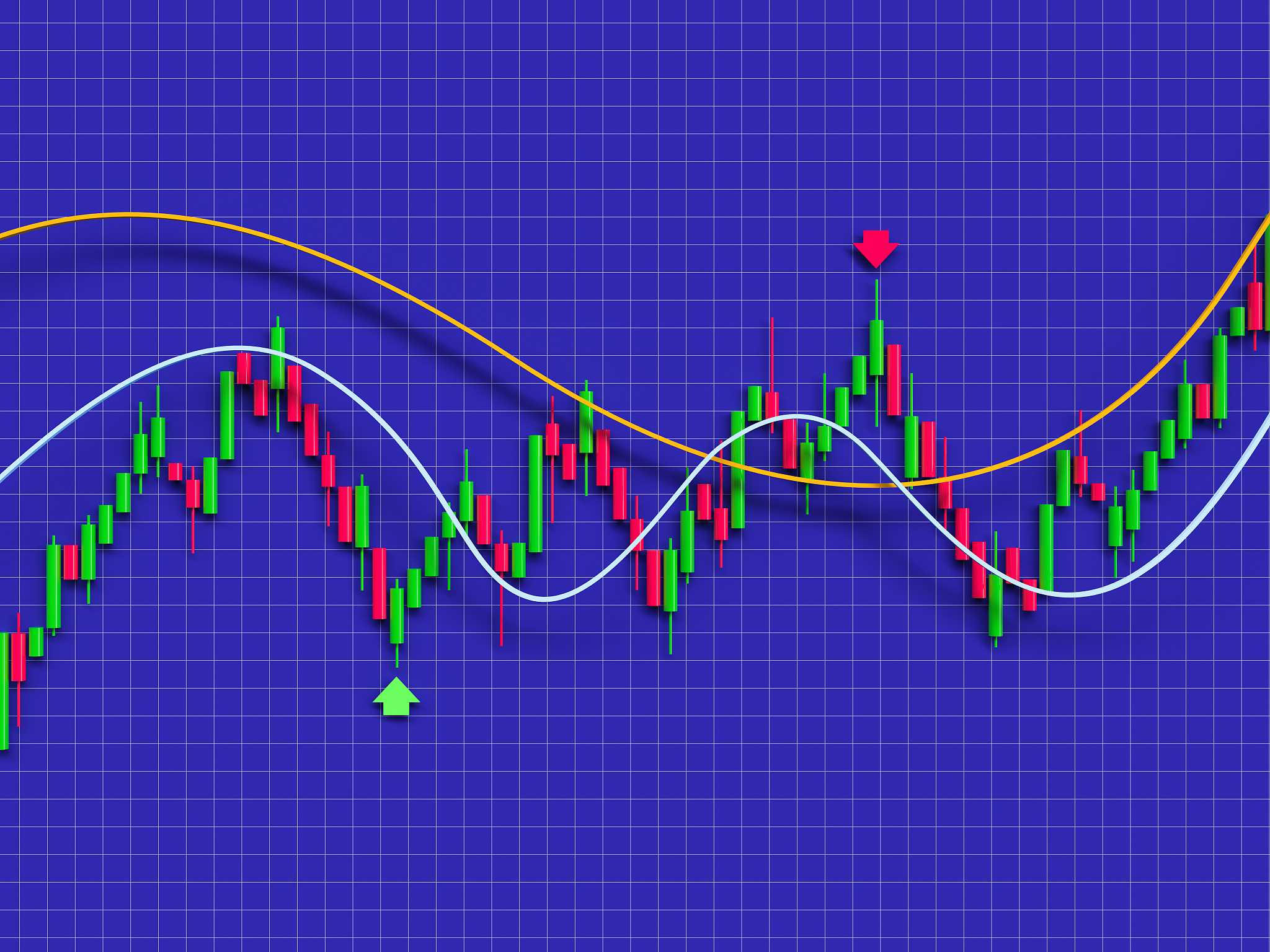 stock market chart - on a blue background - 3d render - illustra