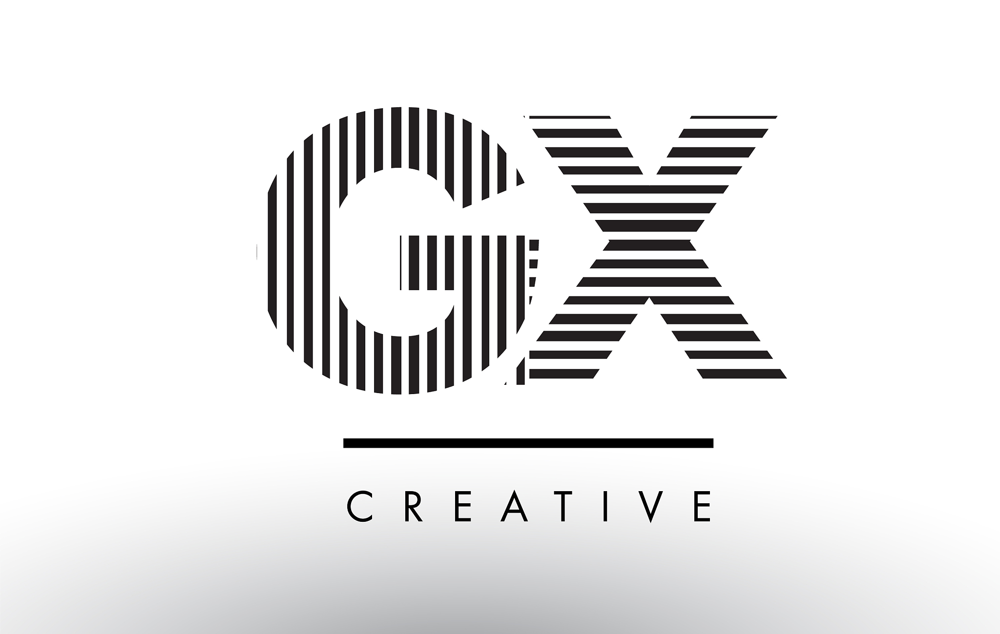 gx g x black and white lines letter logo design