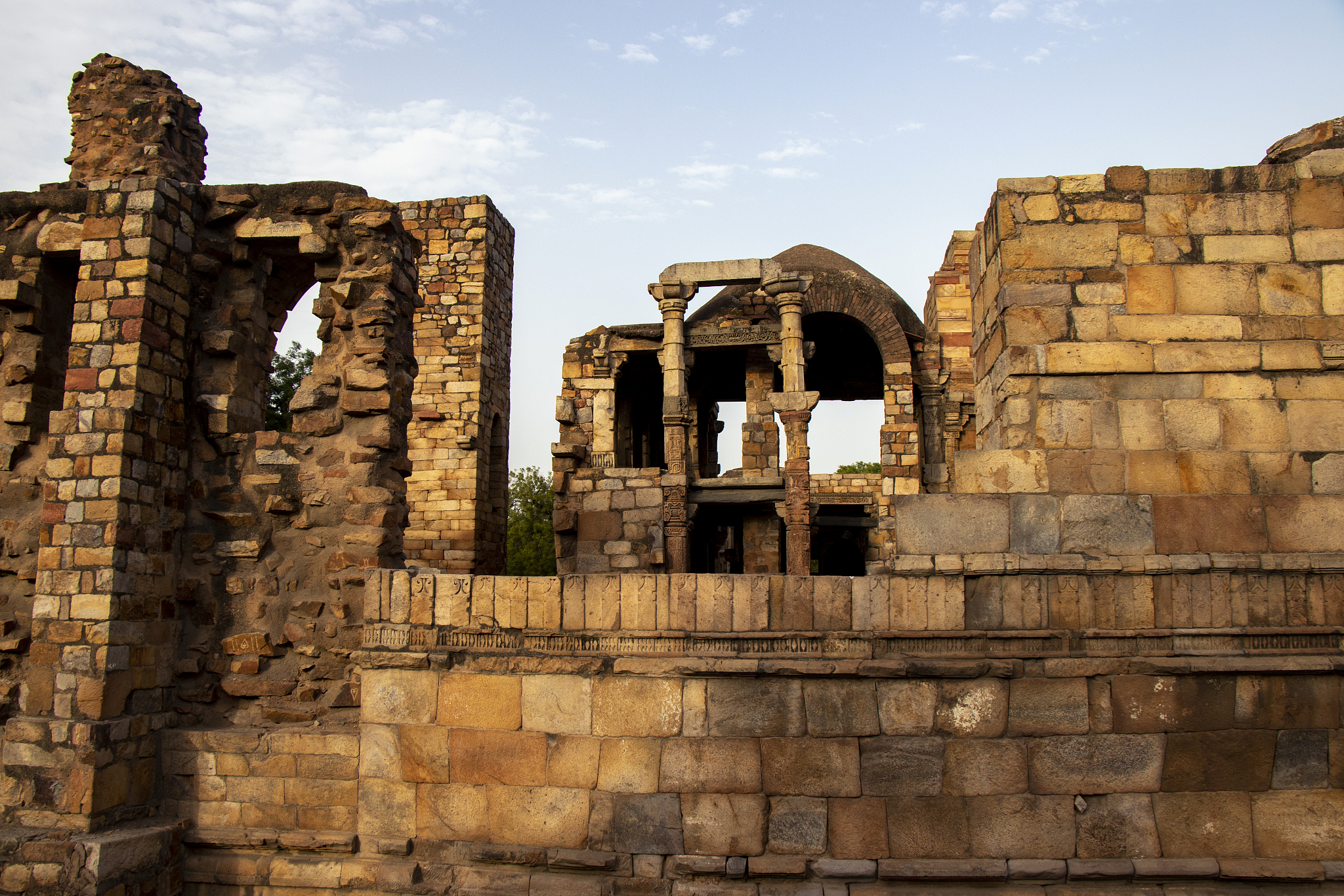 qutub minar campus, world heritage site, tallest bricks minaret 