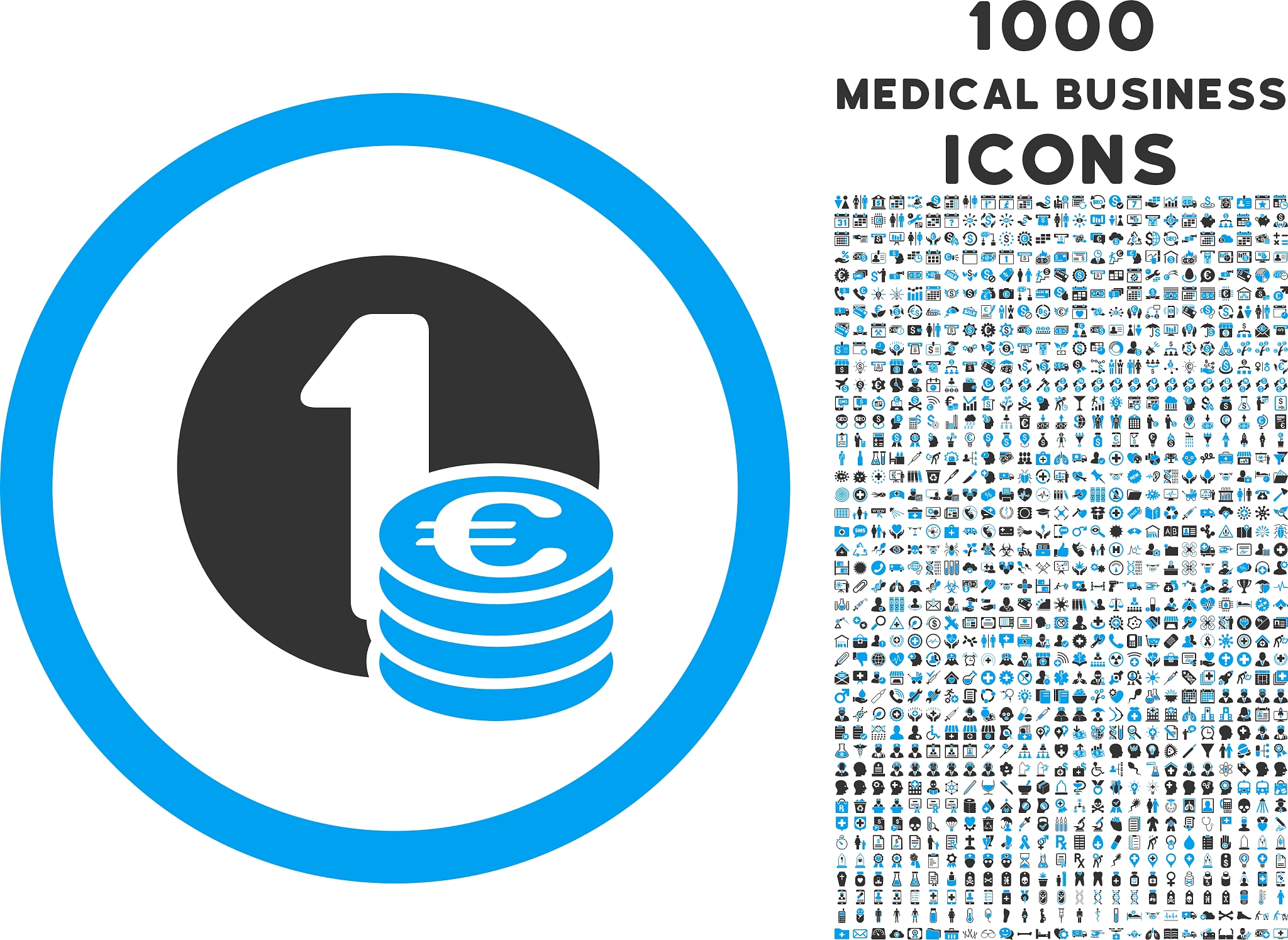 euro coins rounded icon with 1000 bonus icons