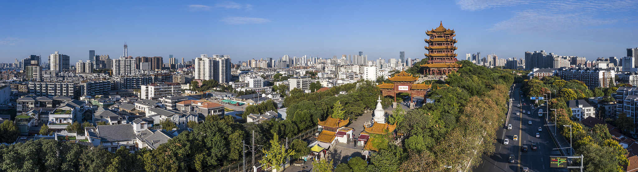 武汉 黄鹤楼 航拍 全景