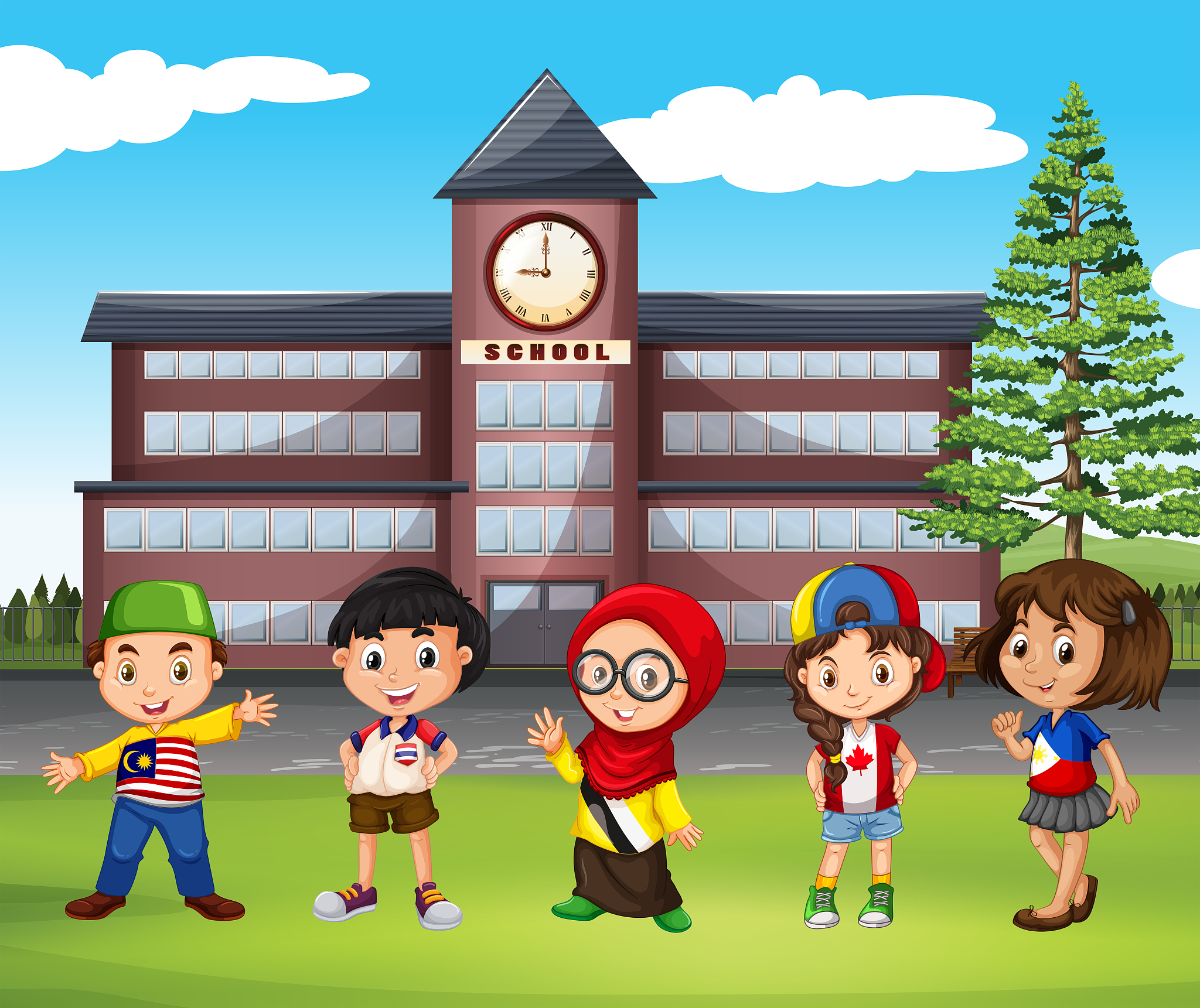 many children at school