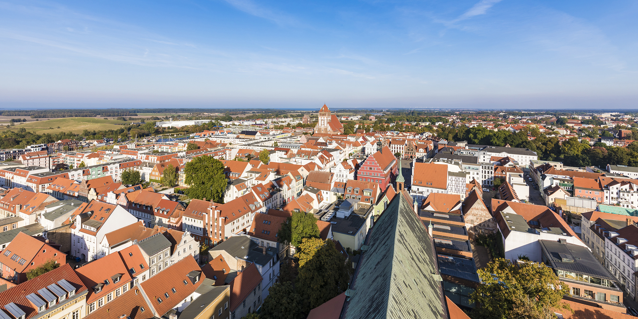 germany, mecklenburg-western pomerania, greifswald, panorama of 