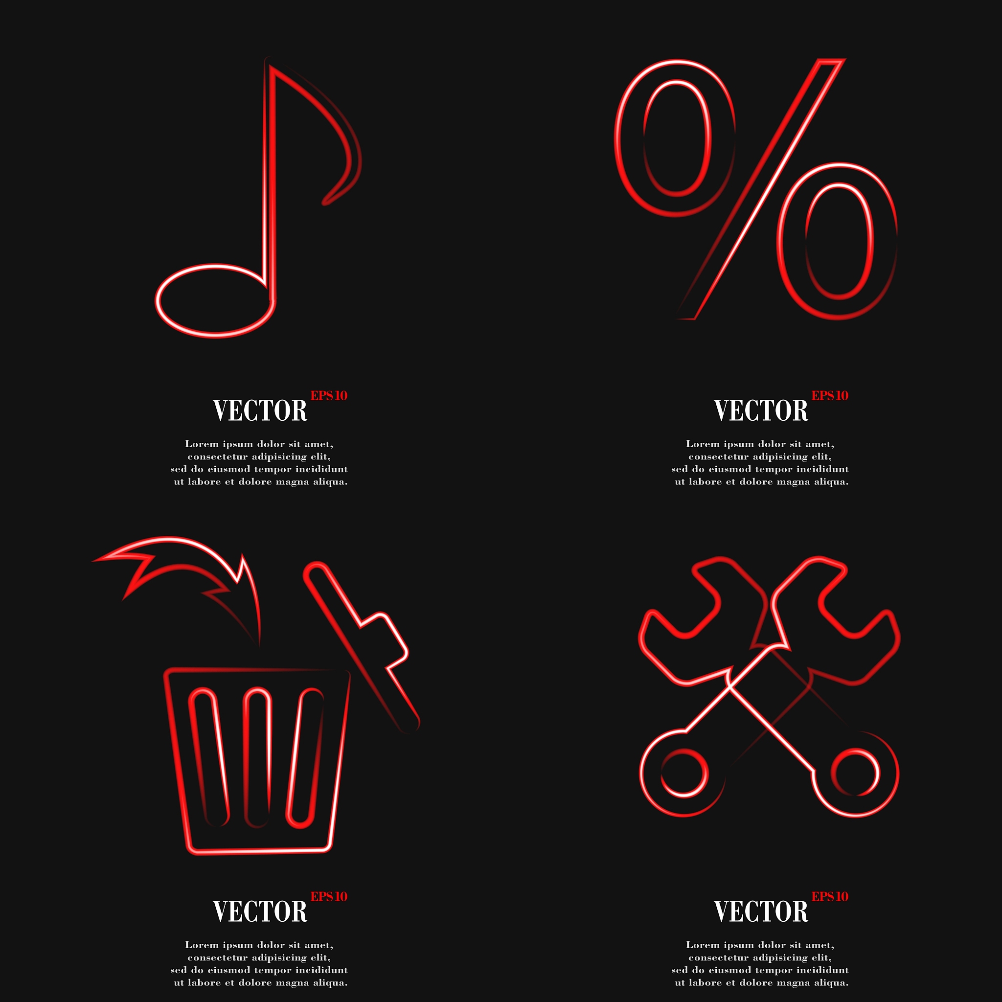 set of fashionable red icons trending symbols flat