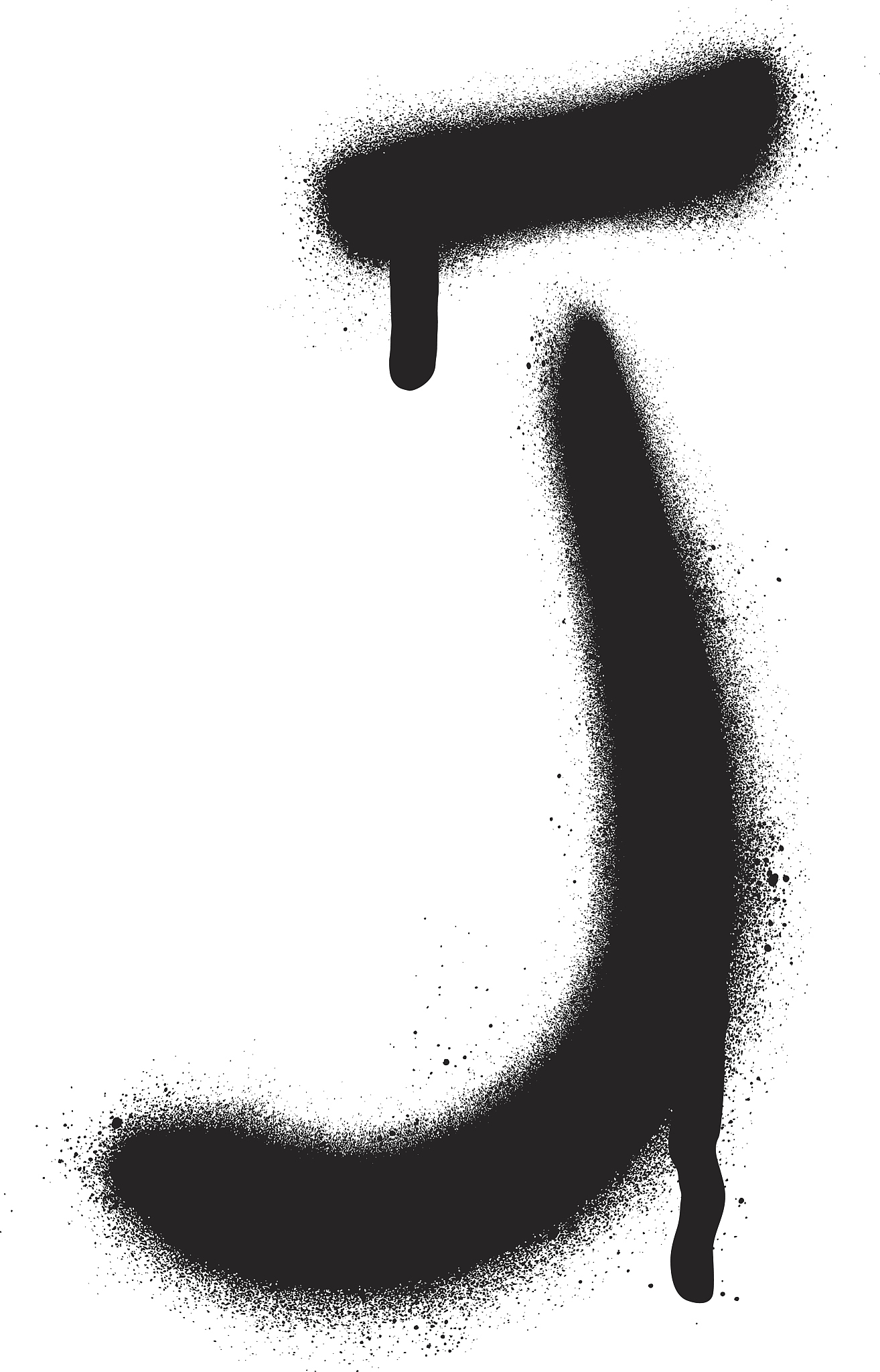 sprayed j font graffiti with leak in black over white